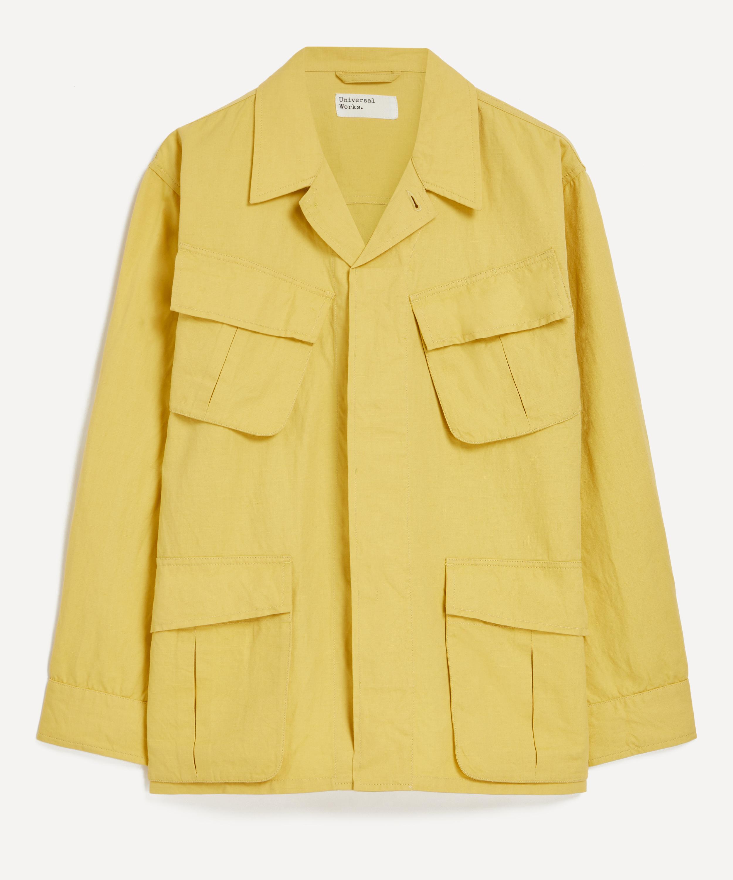 Universal Works Mens Lemon Linen Slub Weave Jungle Jacket In Yellow