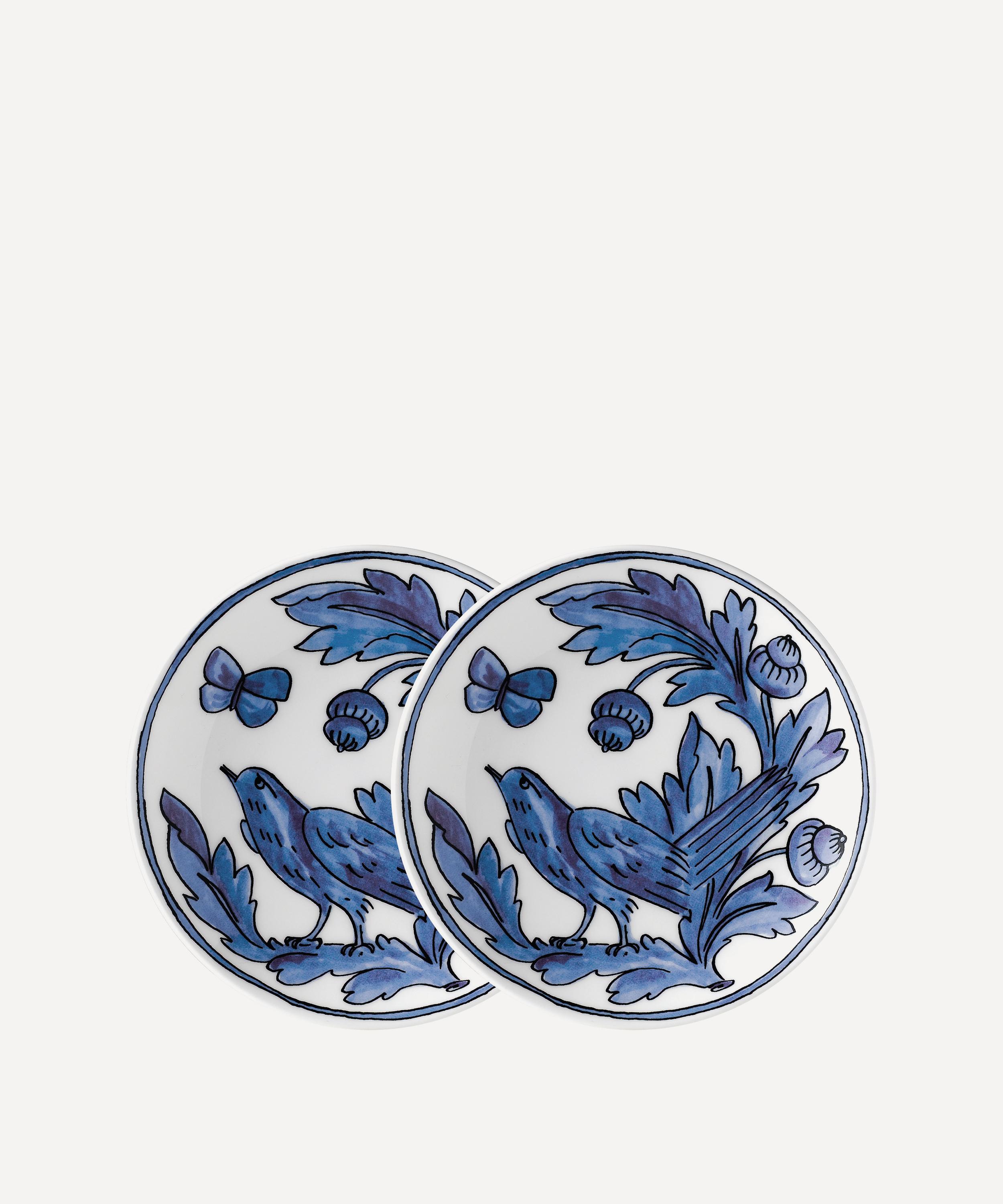 Twig New York Heritage Blue Bird Appetizer Plate Set Of Two In Blue
