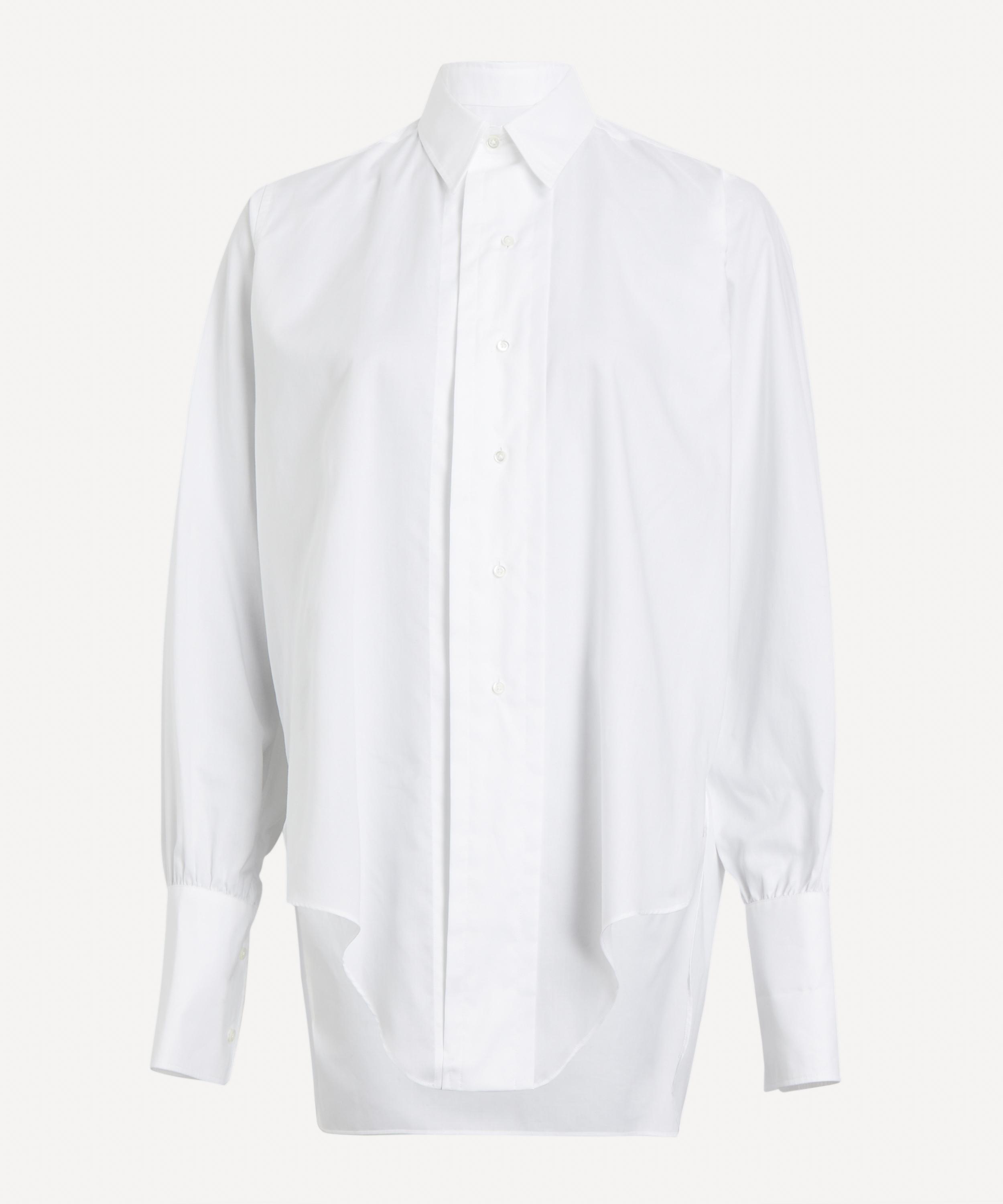 Maison Margiela Women's Curved-hem Cotton Shirt In White