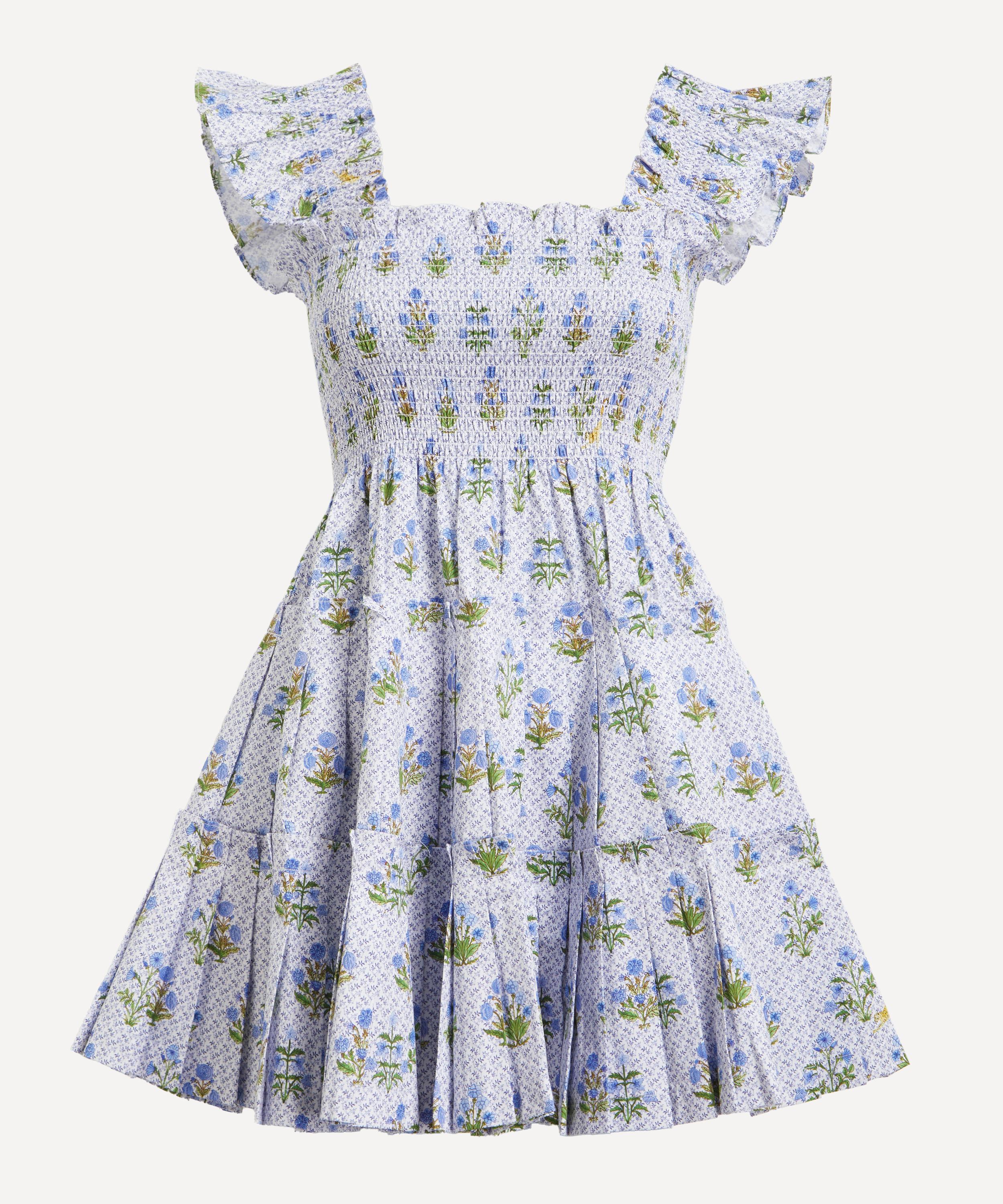 Hill House Women's Blue Block Print Charlotte Nap Dress In Blue