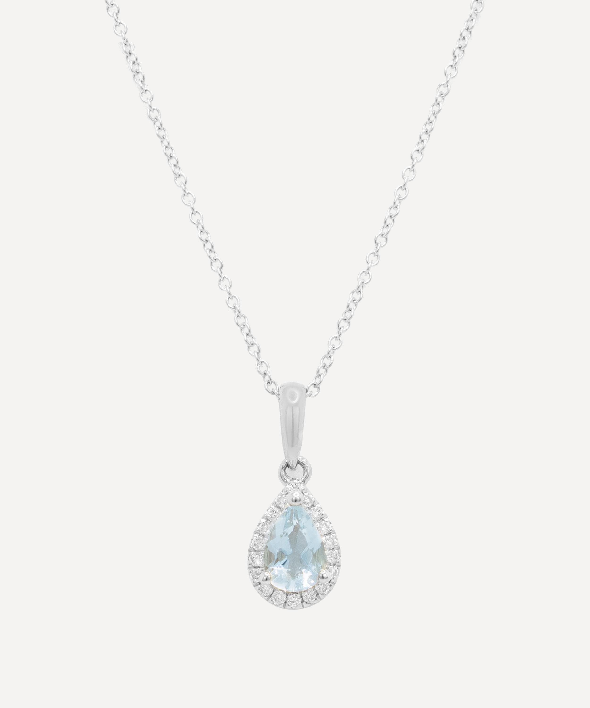 Kojis 18ct White Gold Aquamarine And Diamond Pendant Necklace