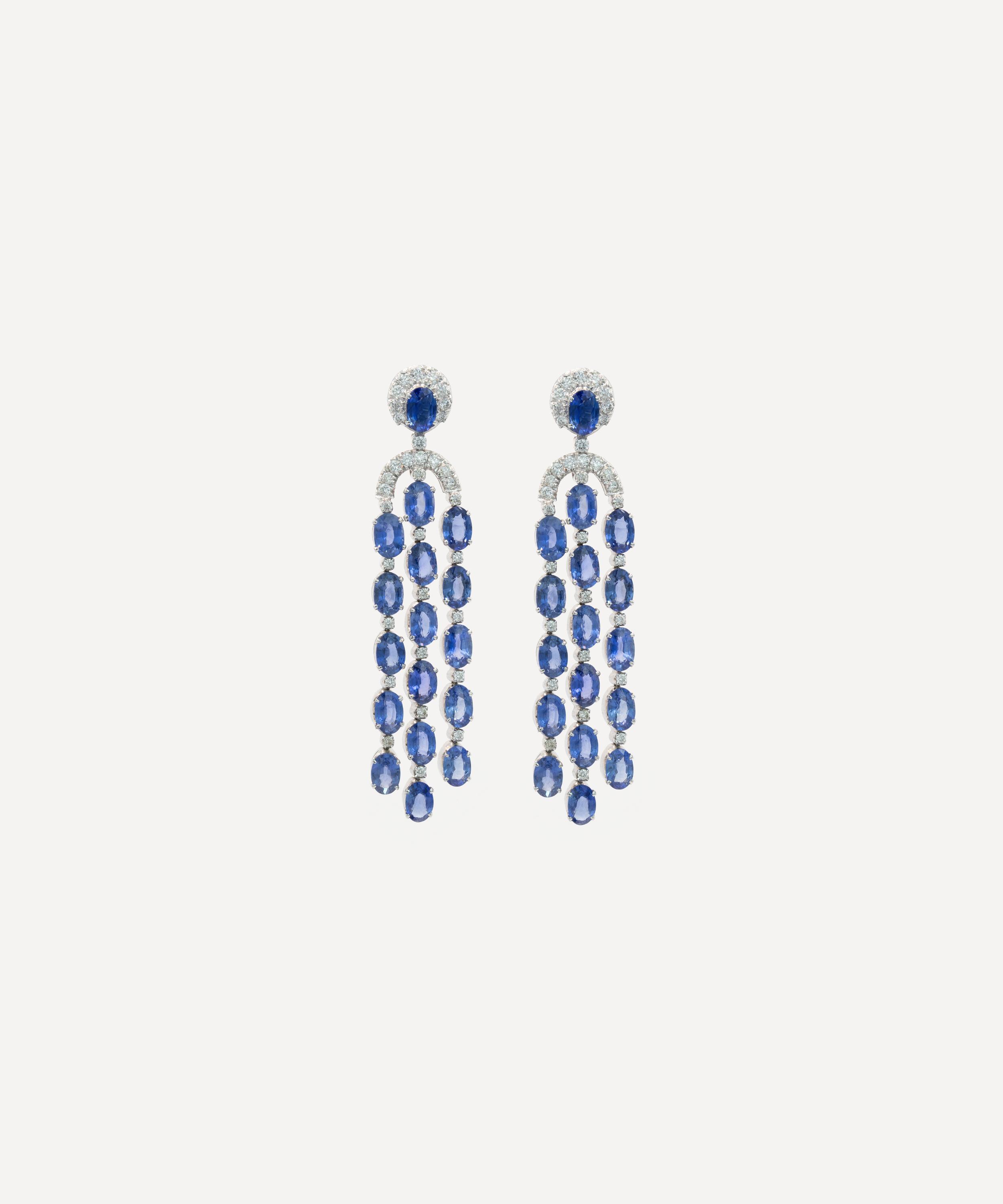 Kojis 18ct White Gold Sapphire And Diamond Chandelier Drop Earrings