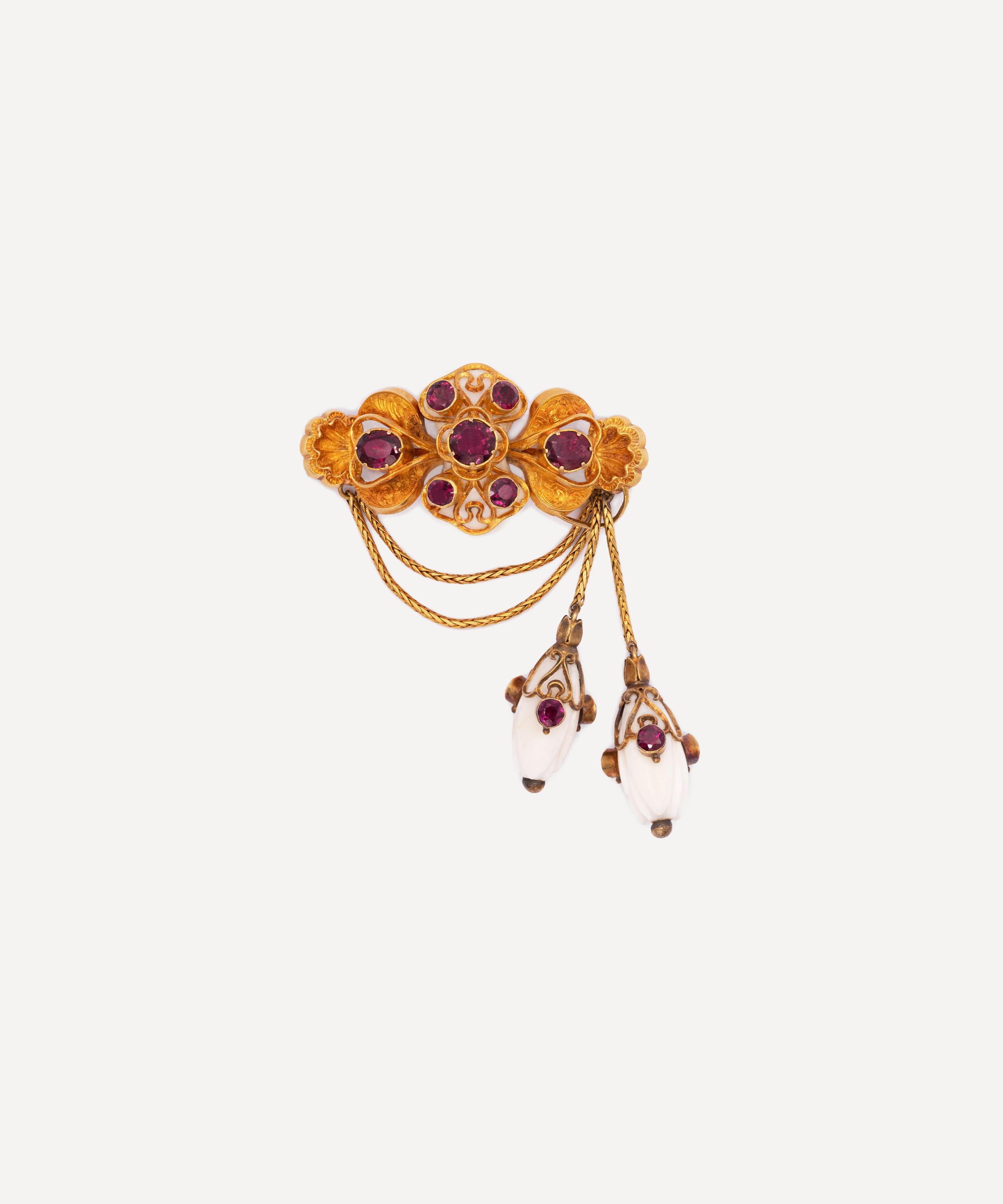 Kojis 14ct Gold Victorian Coral And Garnet Brooch