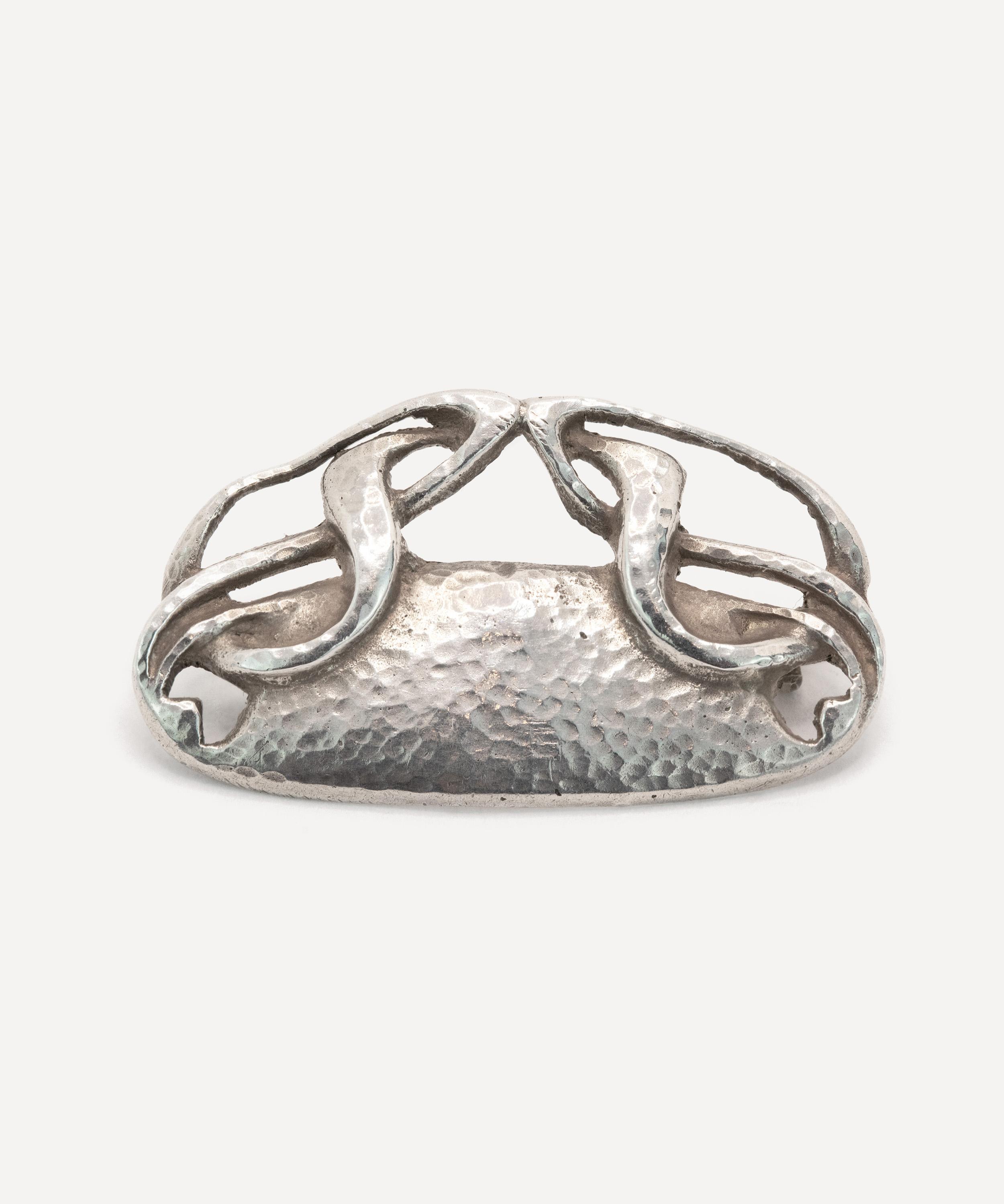 Kojis Silver Antique Hammered Liberty Brooch