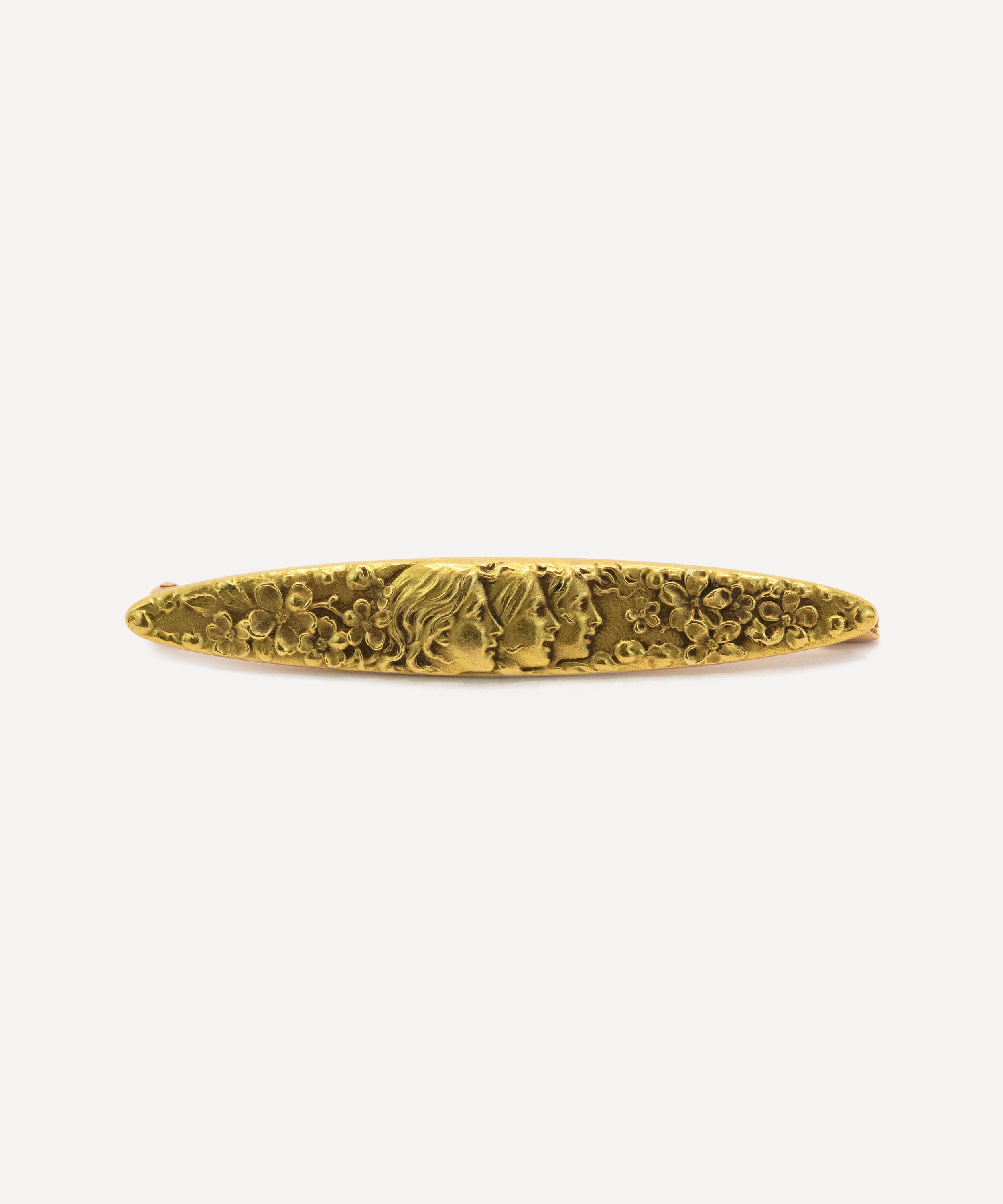 Kojis 14ct Gold Art Nouveau Flower Bar Brooch