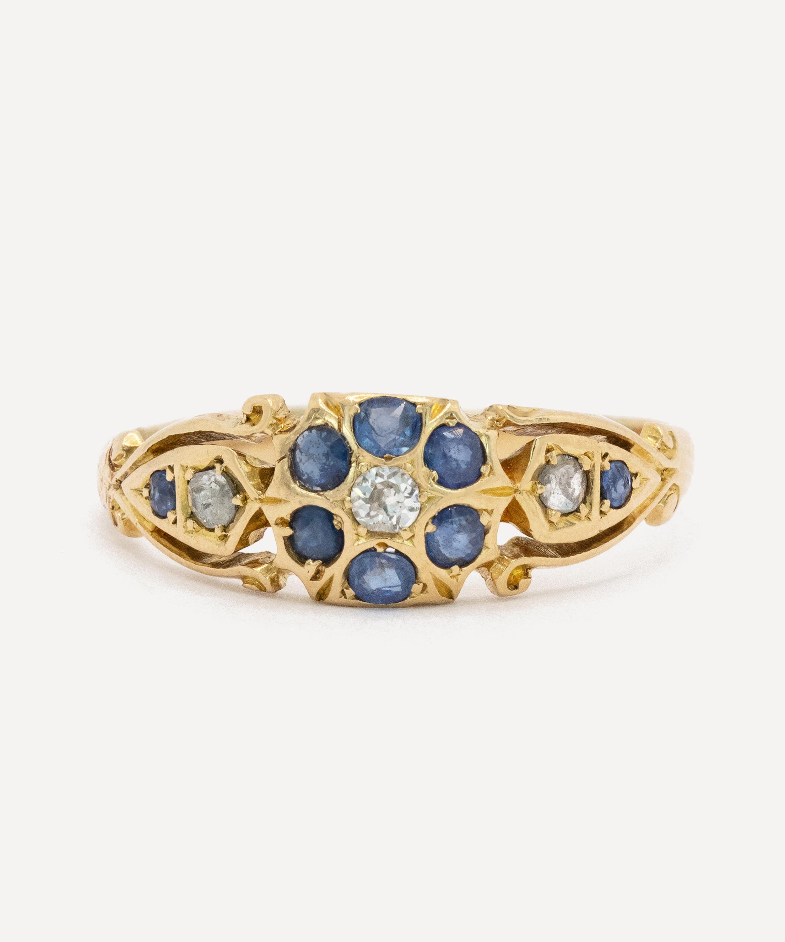 Kojis 18ct Gold Antique Sapphire And Diamond Cluster Ring