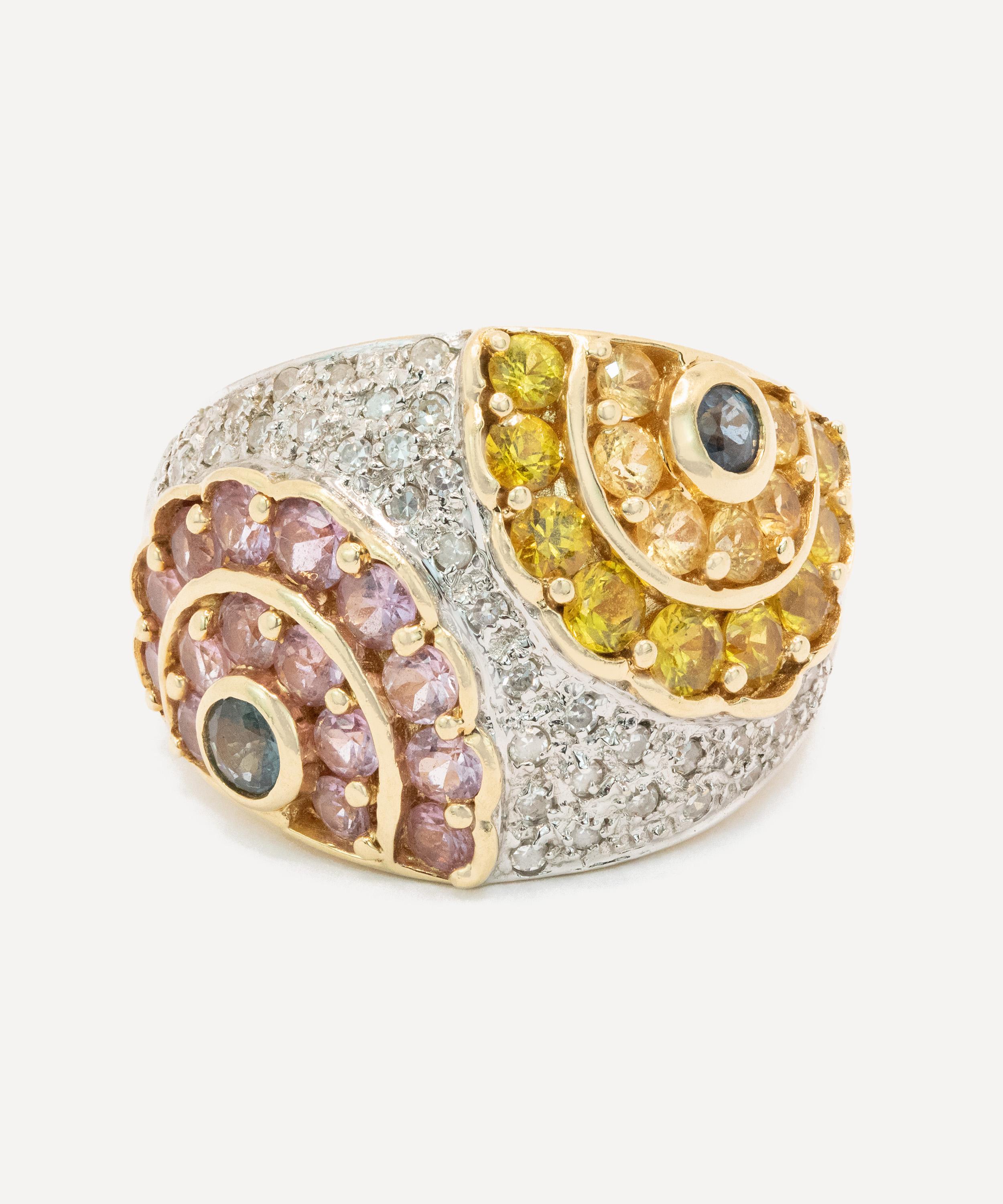 Kojis 14ct Gold Coloured Sapphire And Diamond Flower Ring