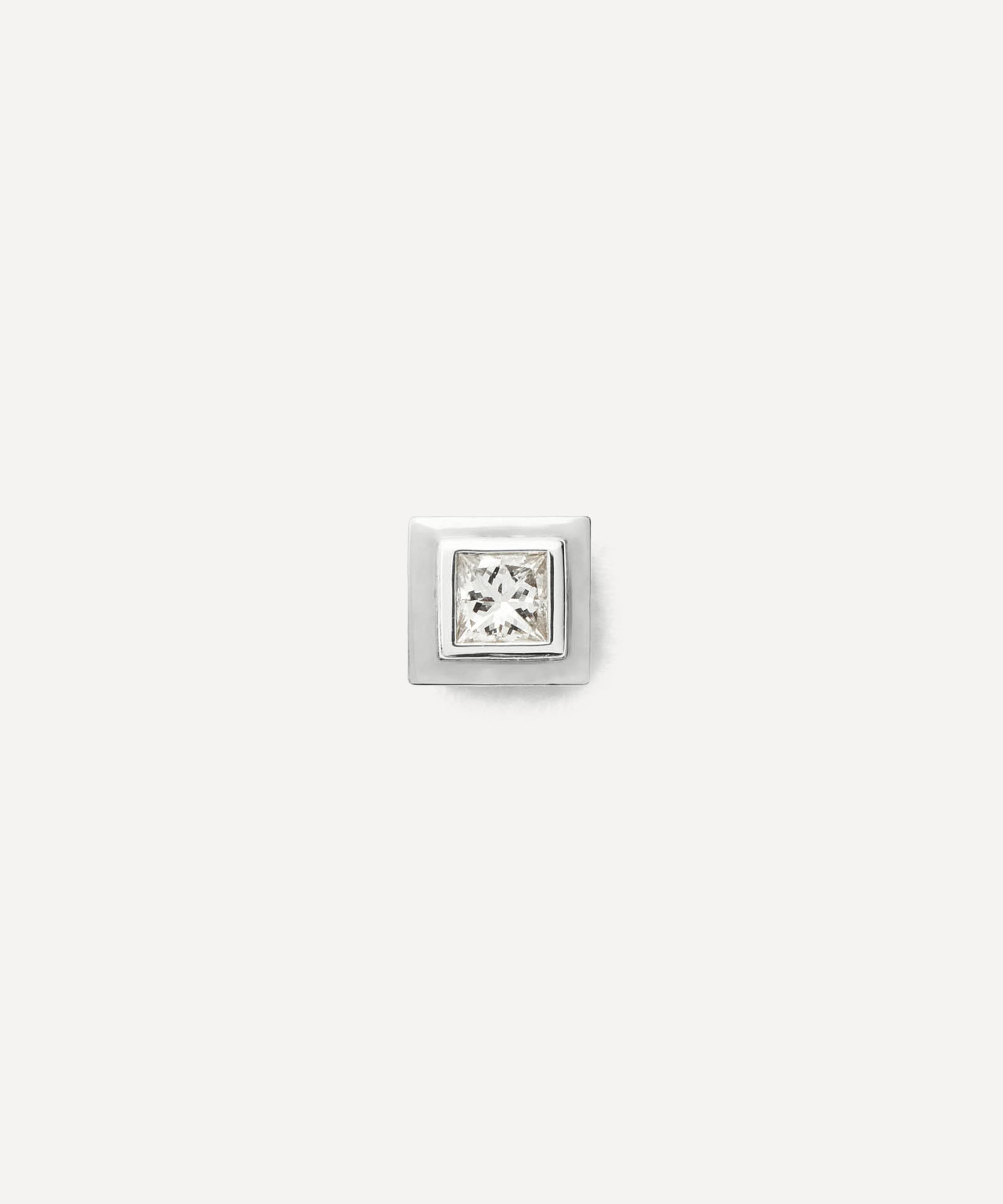 Missoma 14ct White Gold Fine Square Solitaire Stud Earring