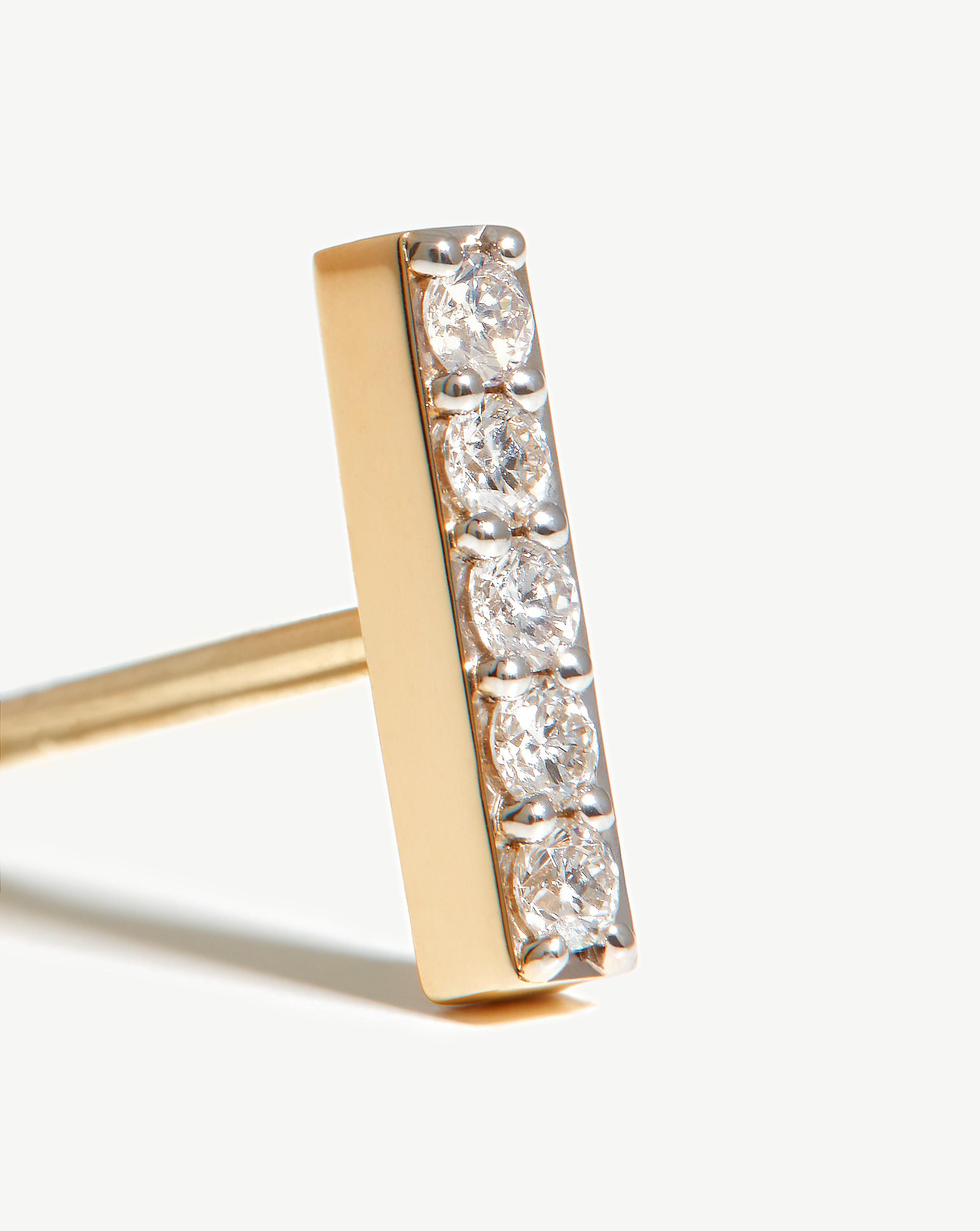 Missoma 14ct Gold Fine Diamond Bar Stud Earring