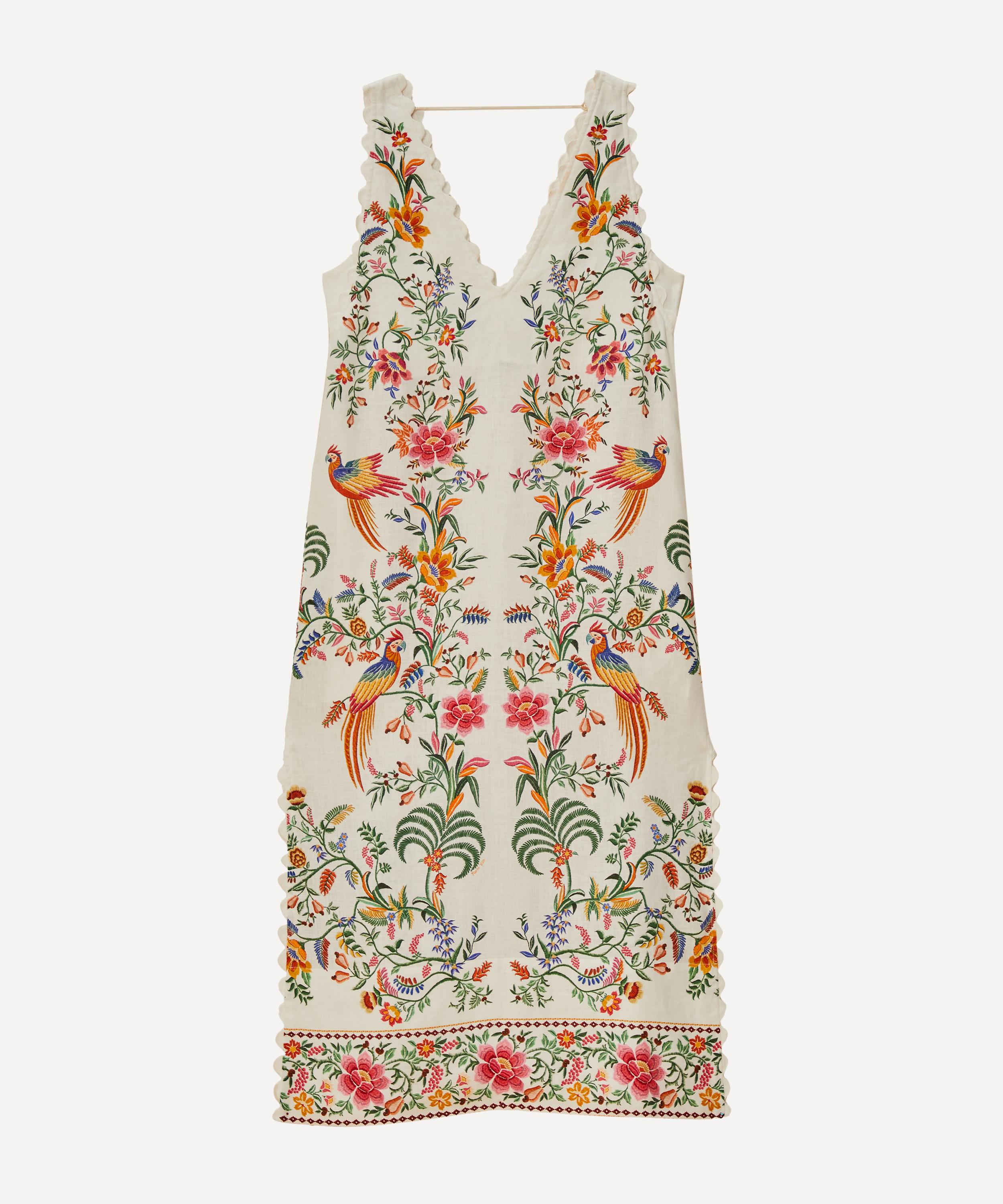 Farm Rio Women's Off-white Delicate Forest Linen Maxi Dress