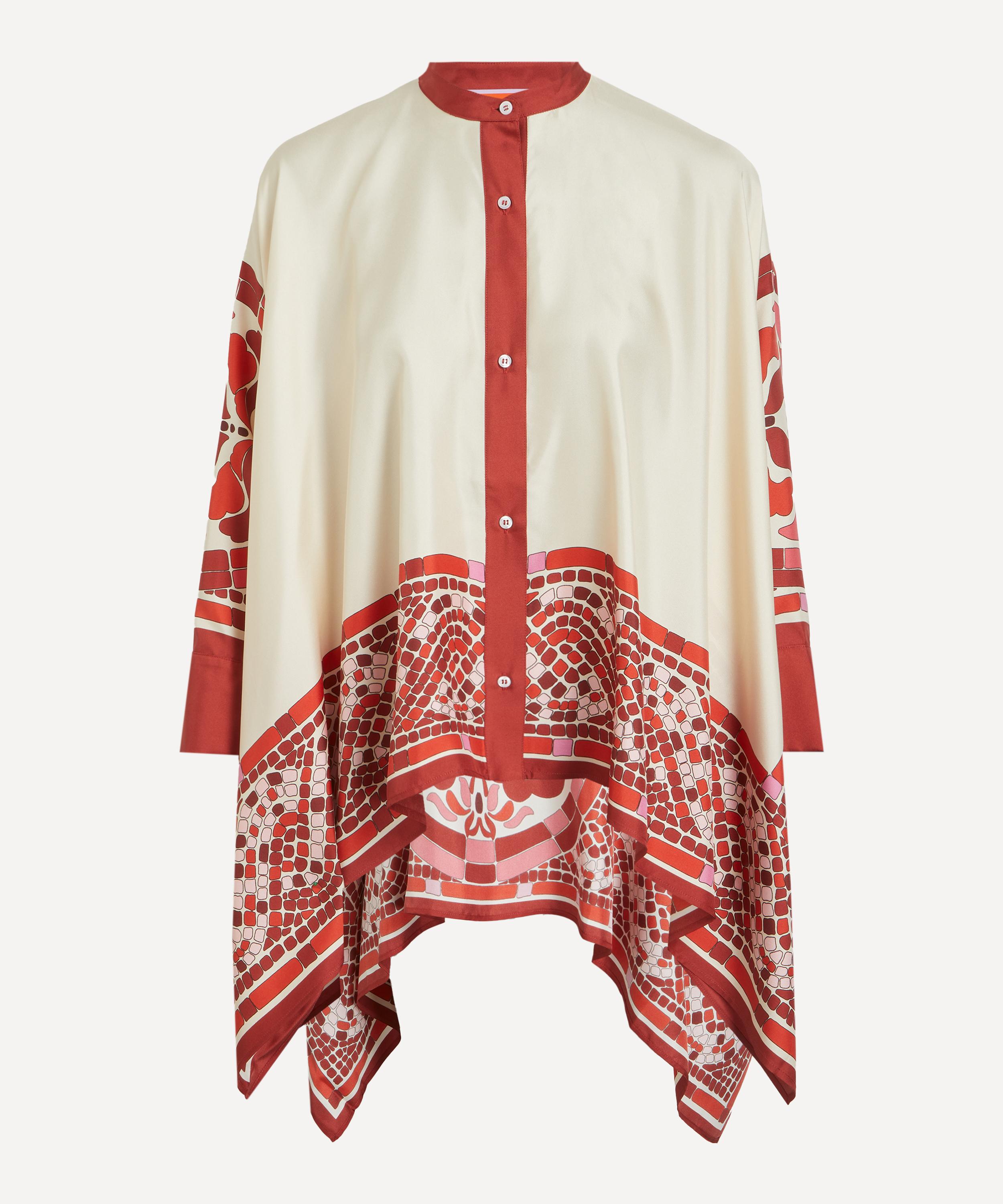 La Doublej Women's Cobra Placee Red Foulard Silk Shirt