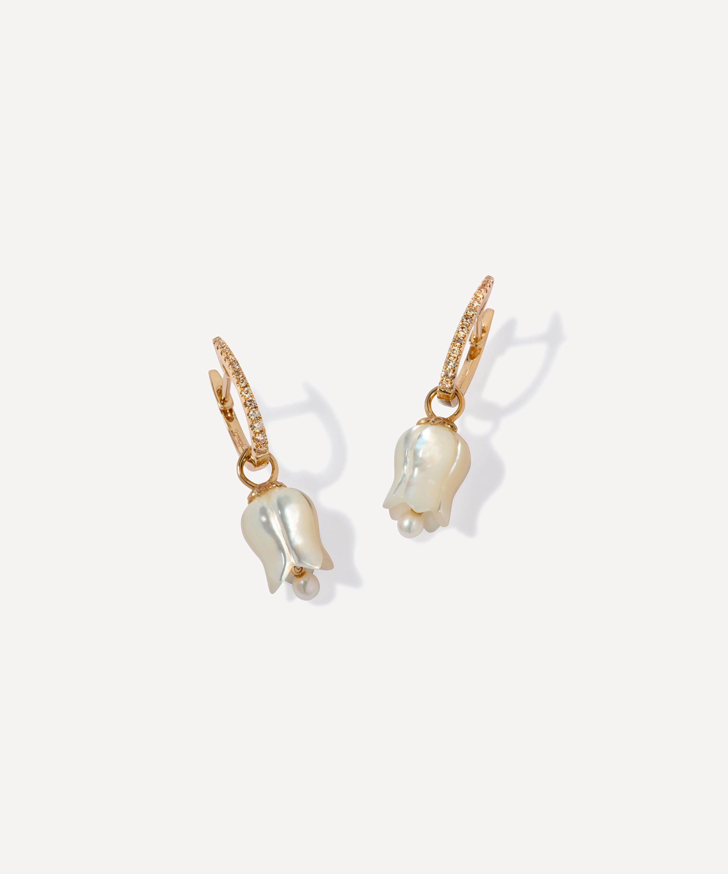 Annoushka 18ct Gold Tulip Diamond Hoop Earrings