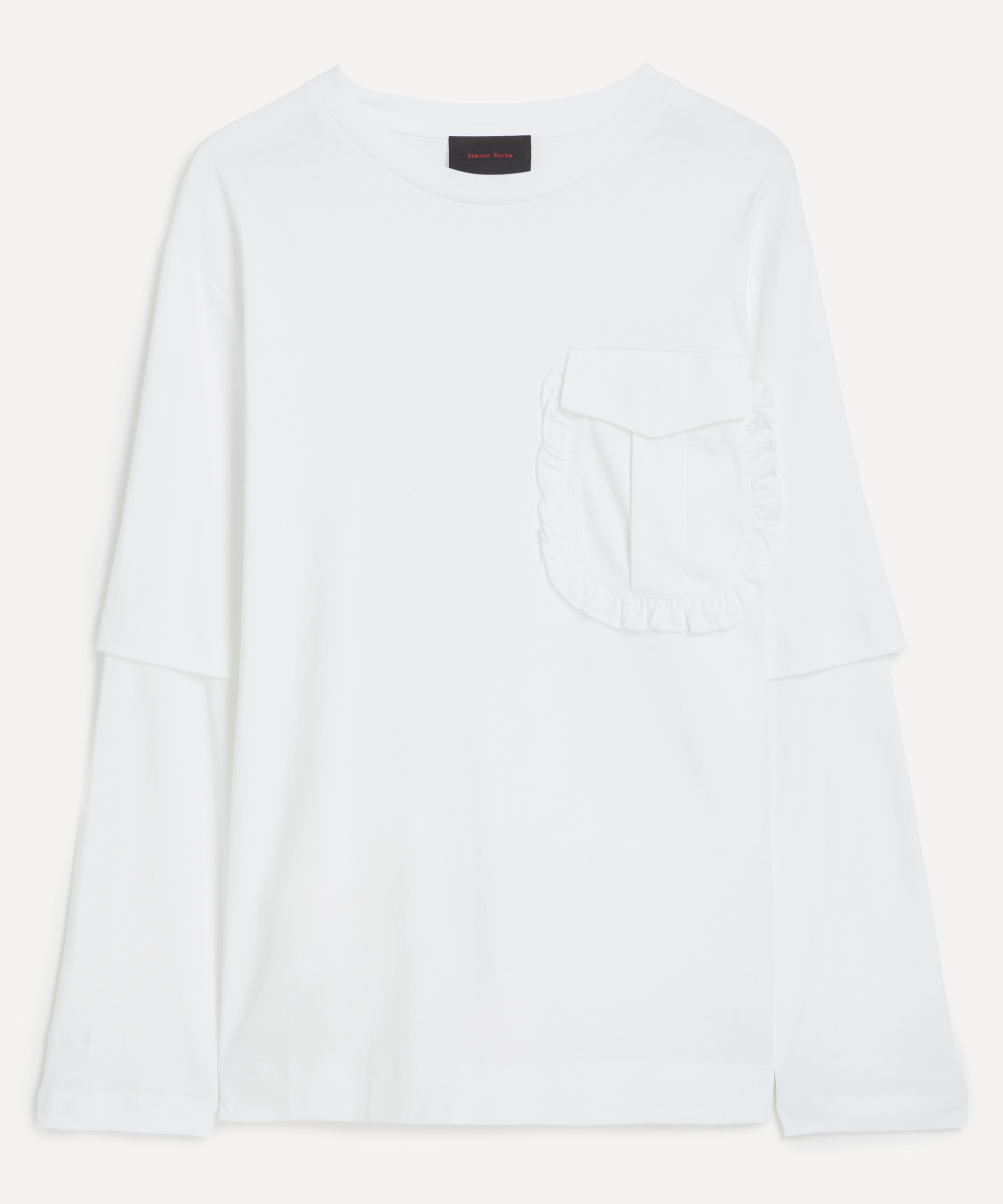 Simone Rocha Mens Layered Ruffle Pocket Long-sleeve T-shirt In White