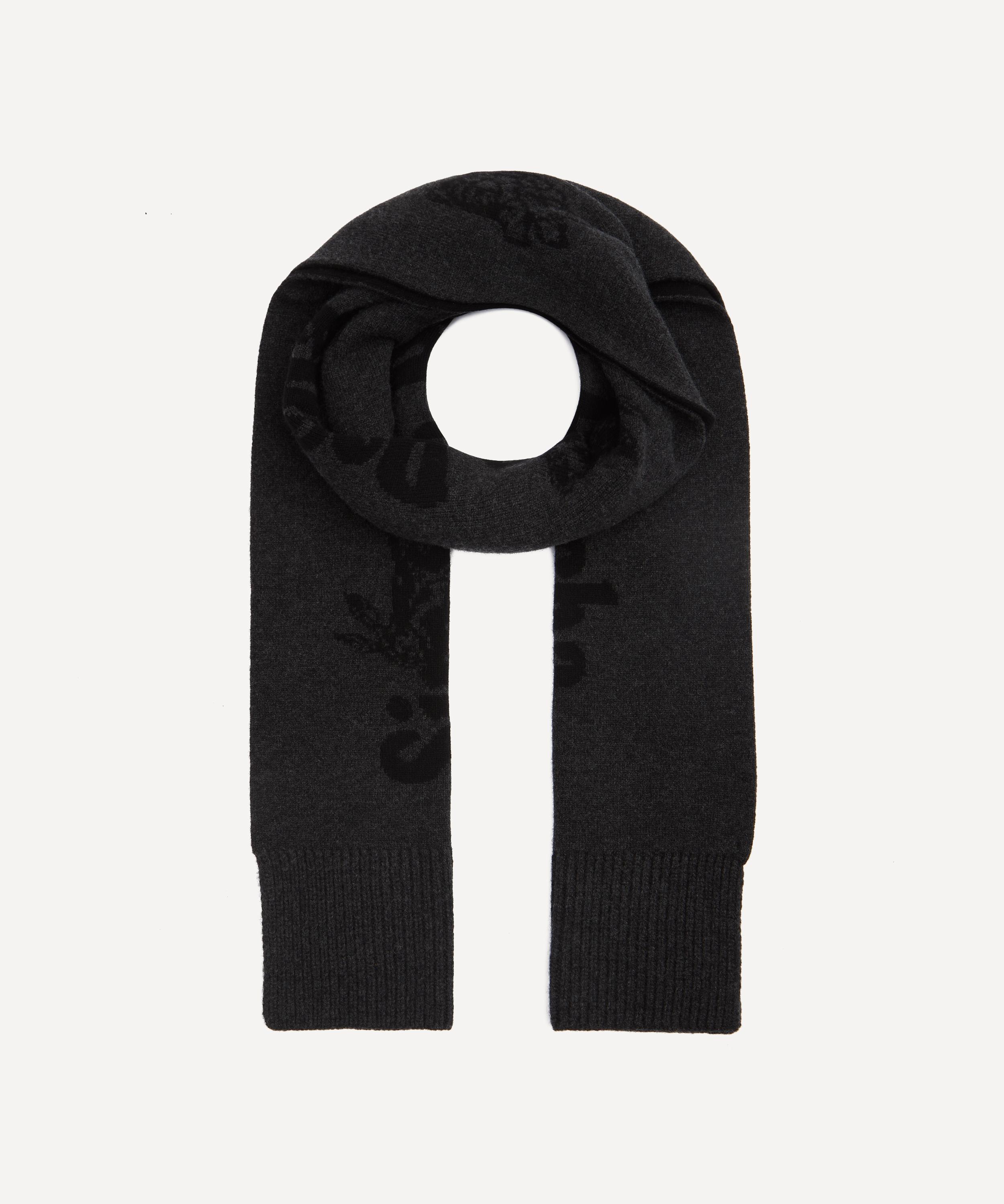 Simone Rocha Mens Long Graphic Logo Scarf In Black