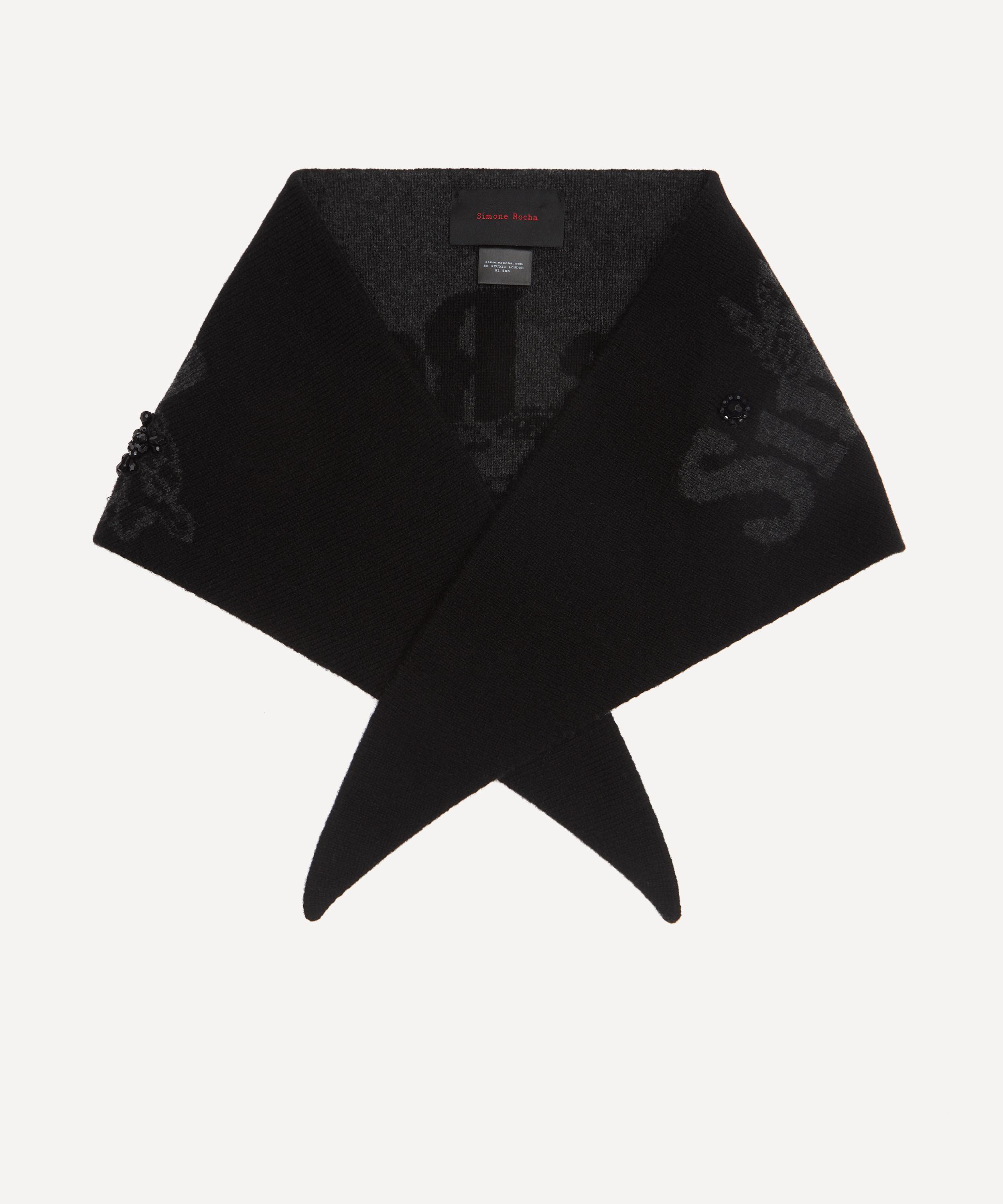 Simone Rocha Mens Graphic Logo Knit Neckerchief In Black