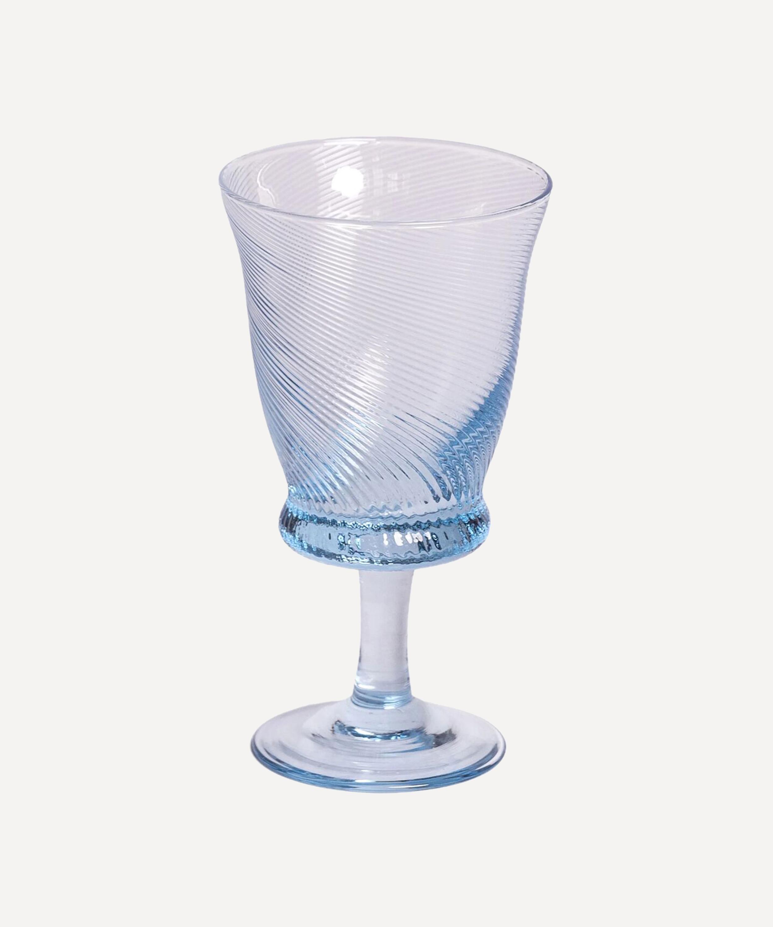 Sharland England Spiral Wine Glasses Set Of Four In Blue