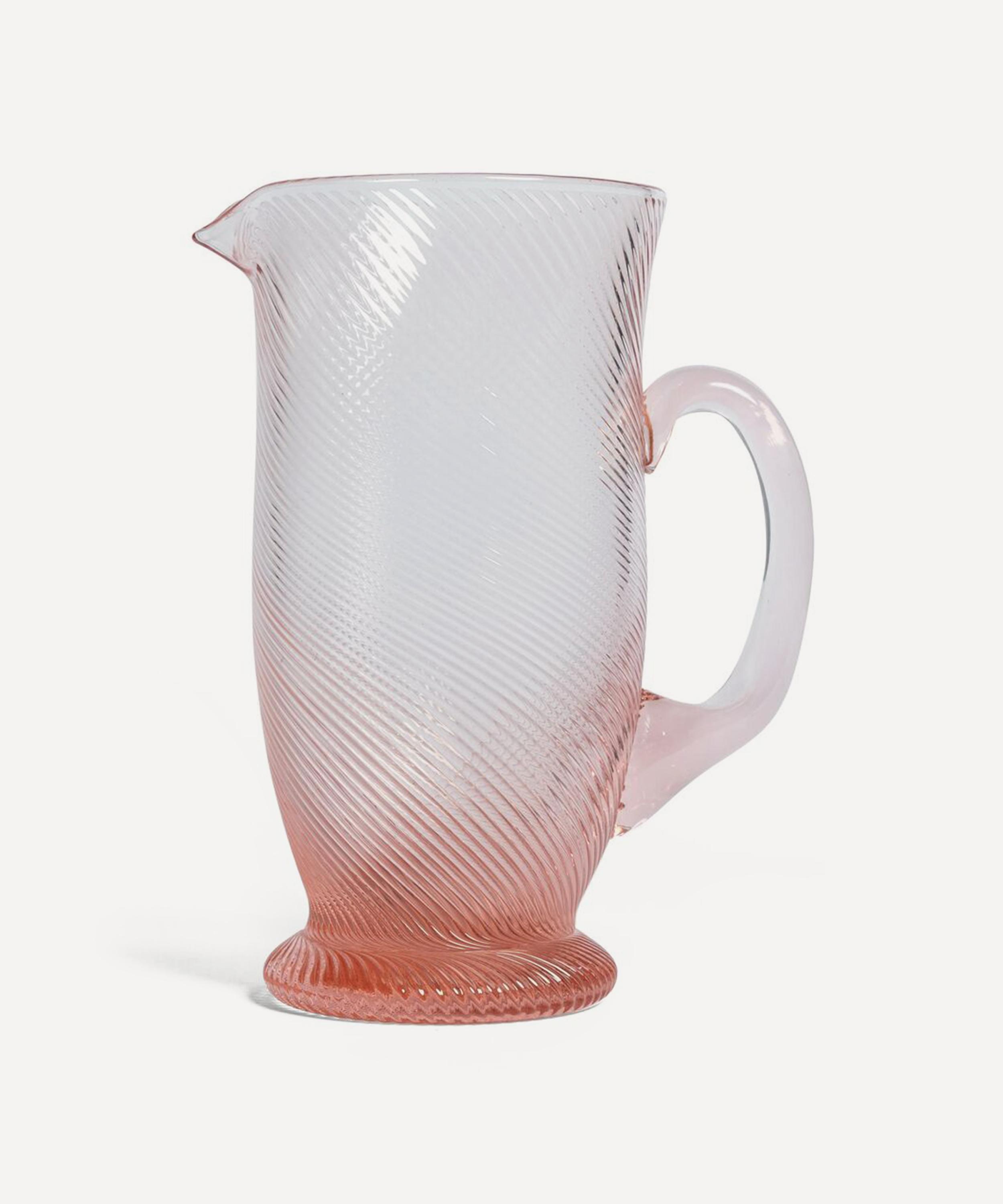 Sharland England Spiral Glass Pitcher In Pink