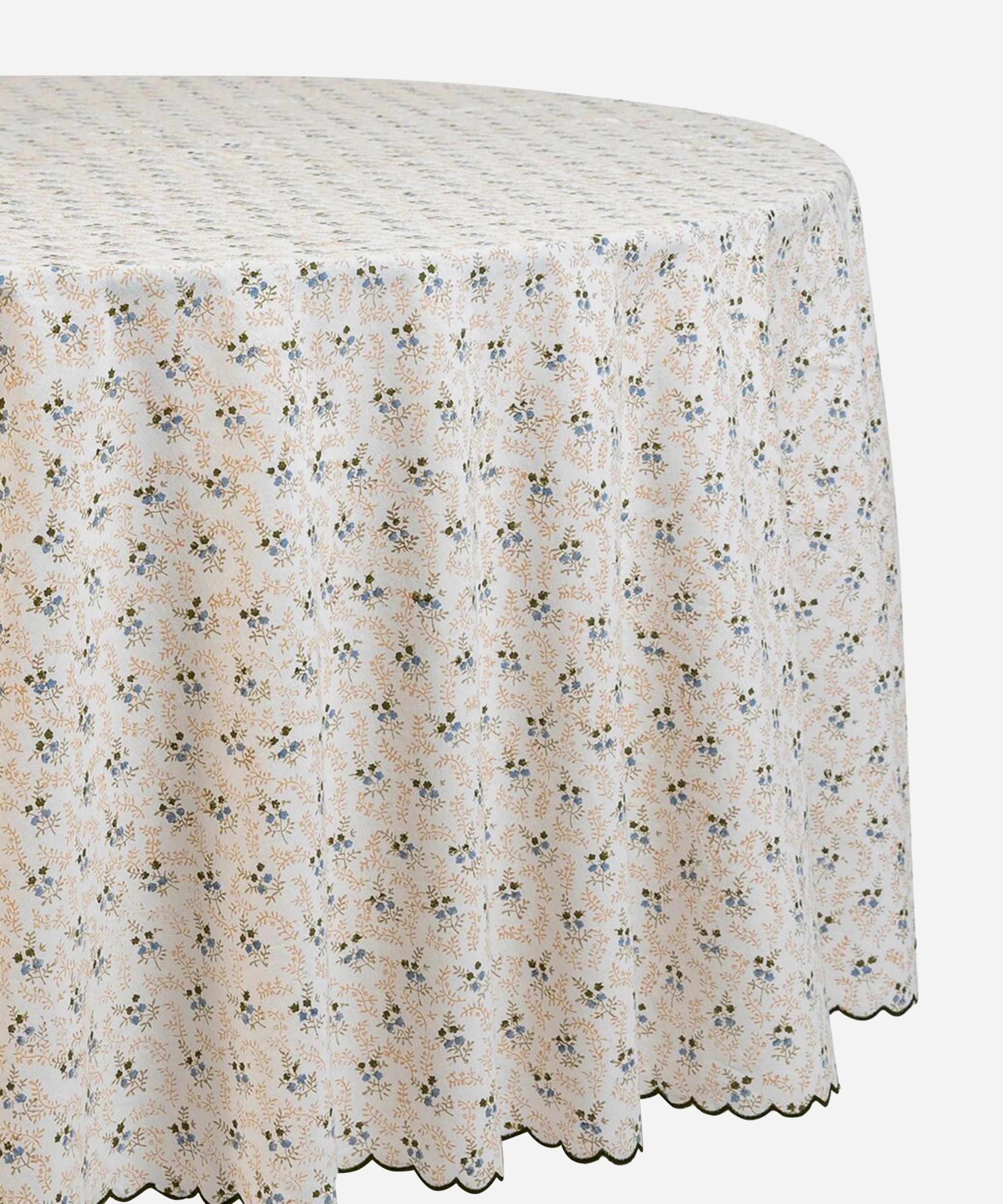 Sharland England Little Flower 228cm Round Tablecloth In Green