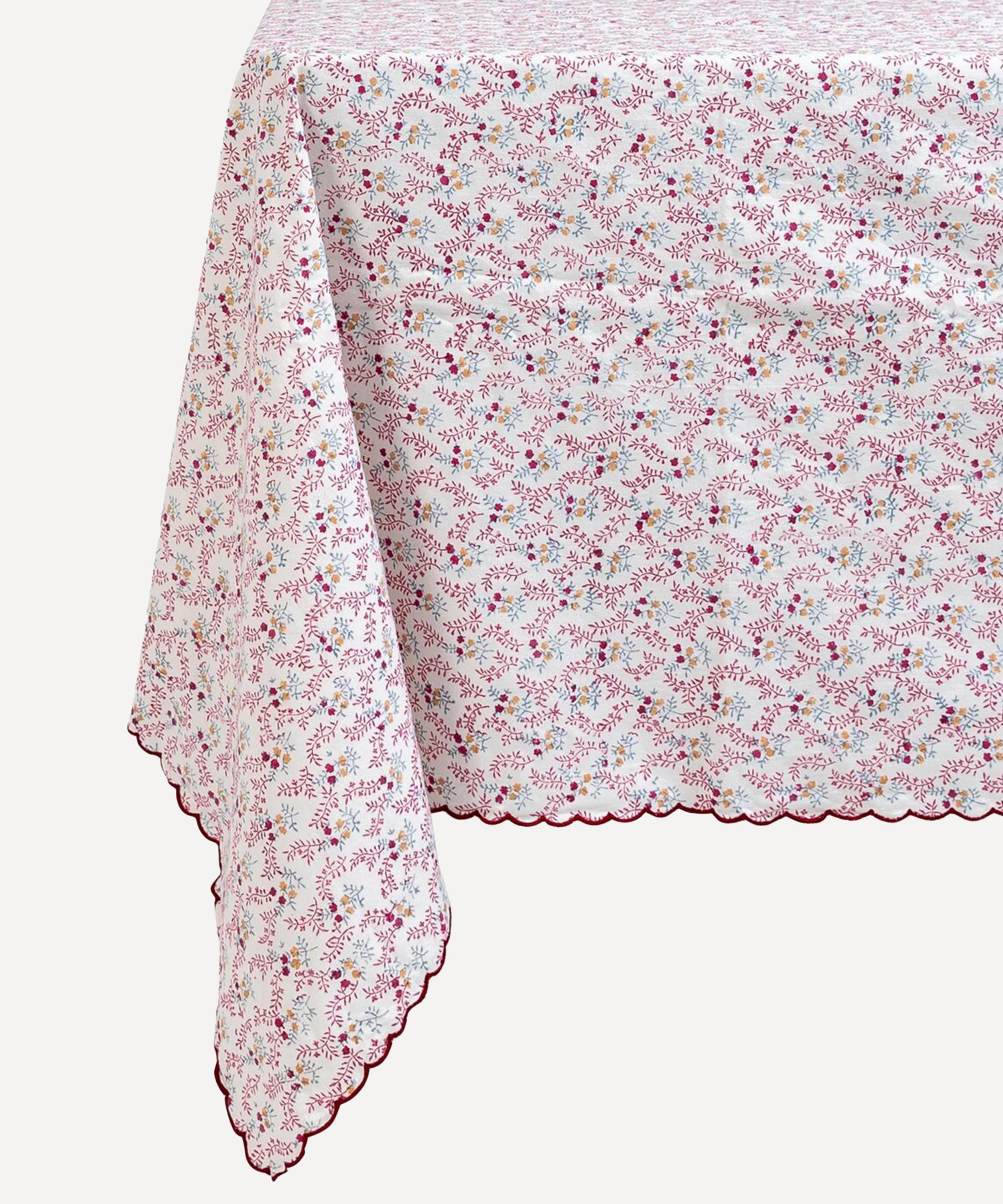 Sharland England Little Flower 270cm X 180cm Rectangle Tablecloth In Red
