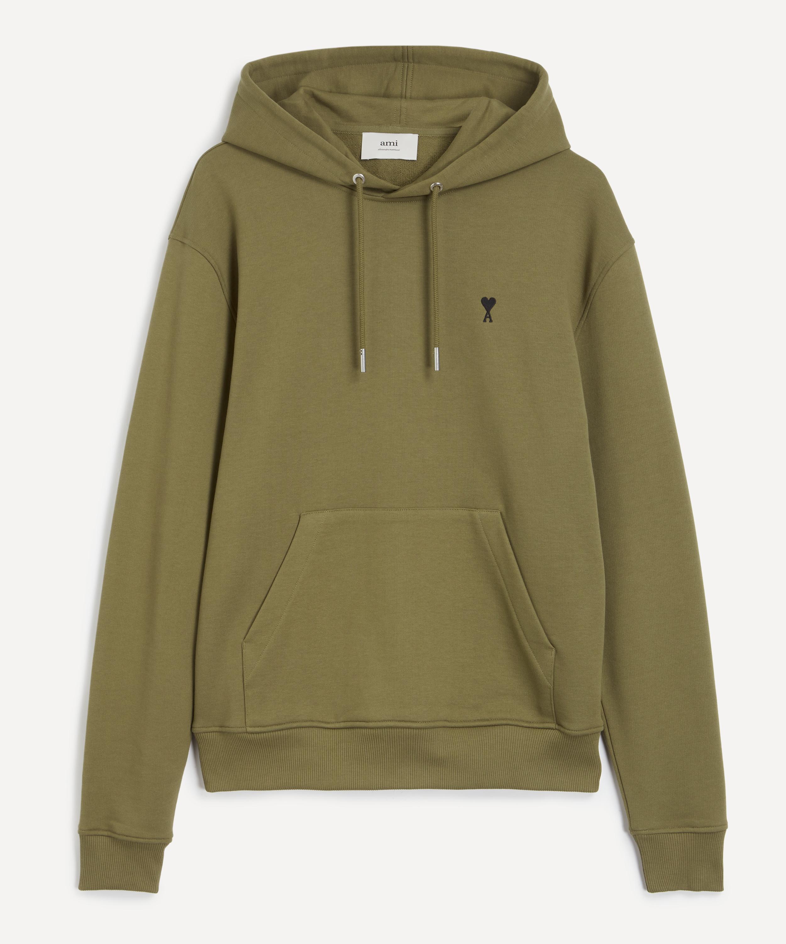 Ami Alexandre Mattiussi Cotton Contrast Ami De Coeur Hoodie In Green