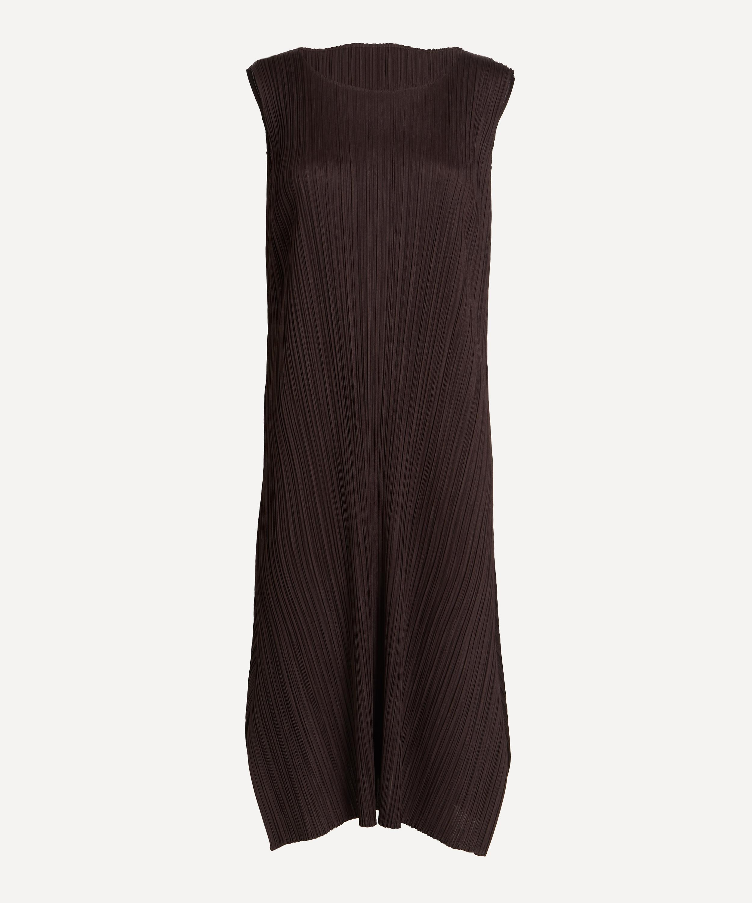 Issey Miyake July Midi Dress Round Neckline In Brown