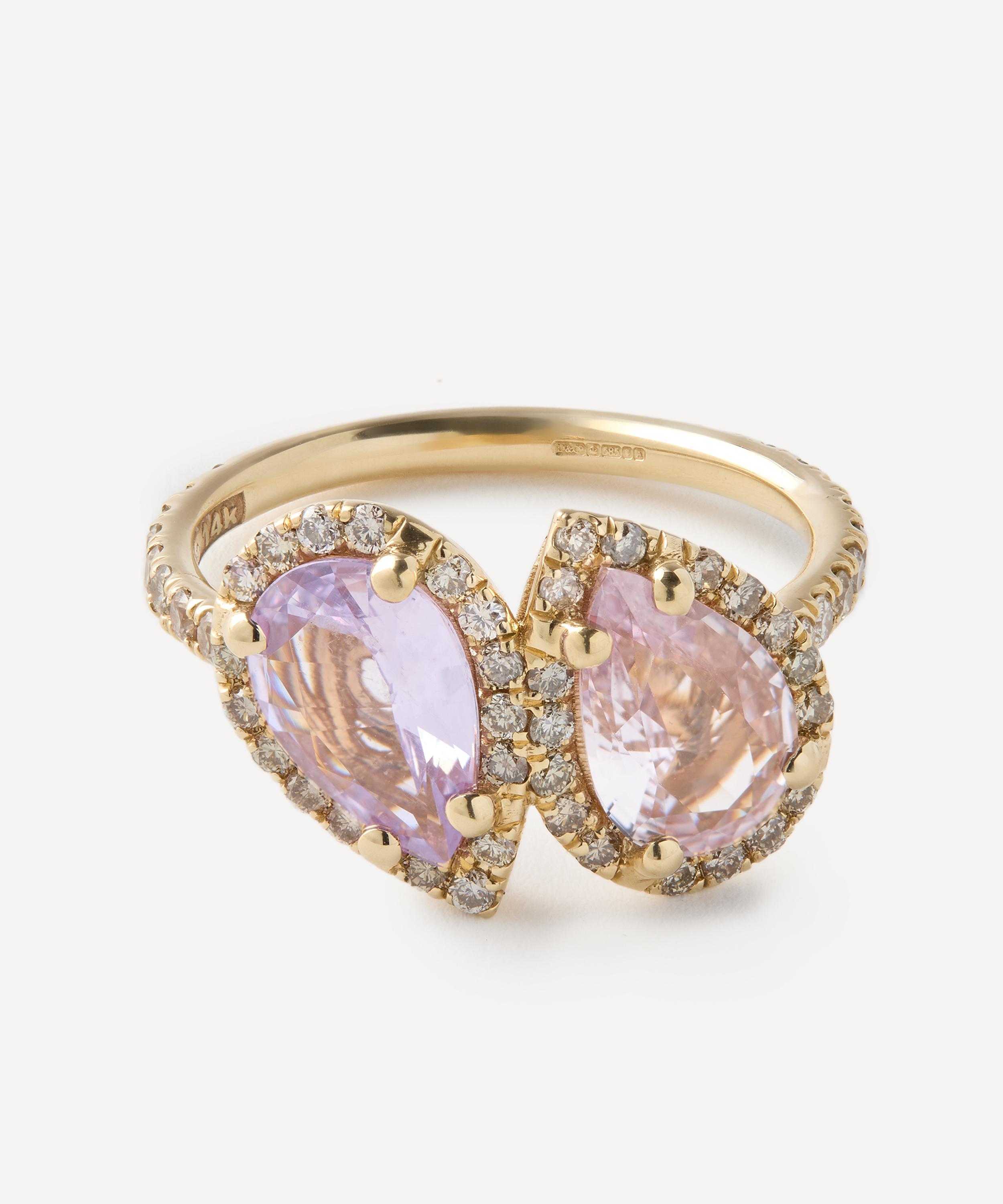 Suzanne Kalan 14ct Gold One-of-a-kind Purple Sapphire Toi Et Moi Ring In Gold
