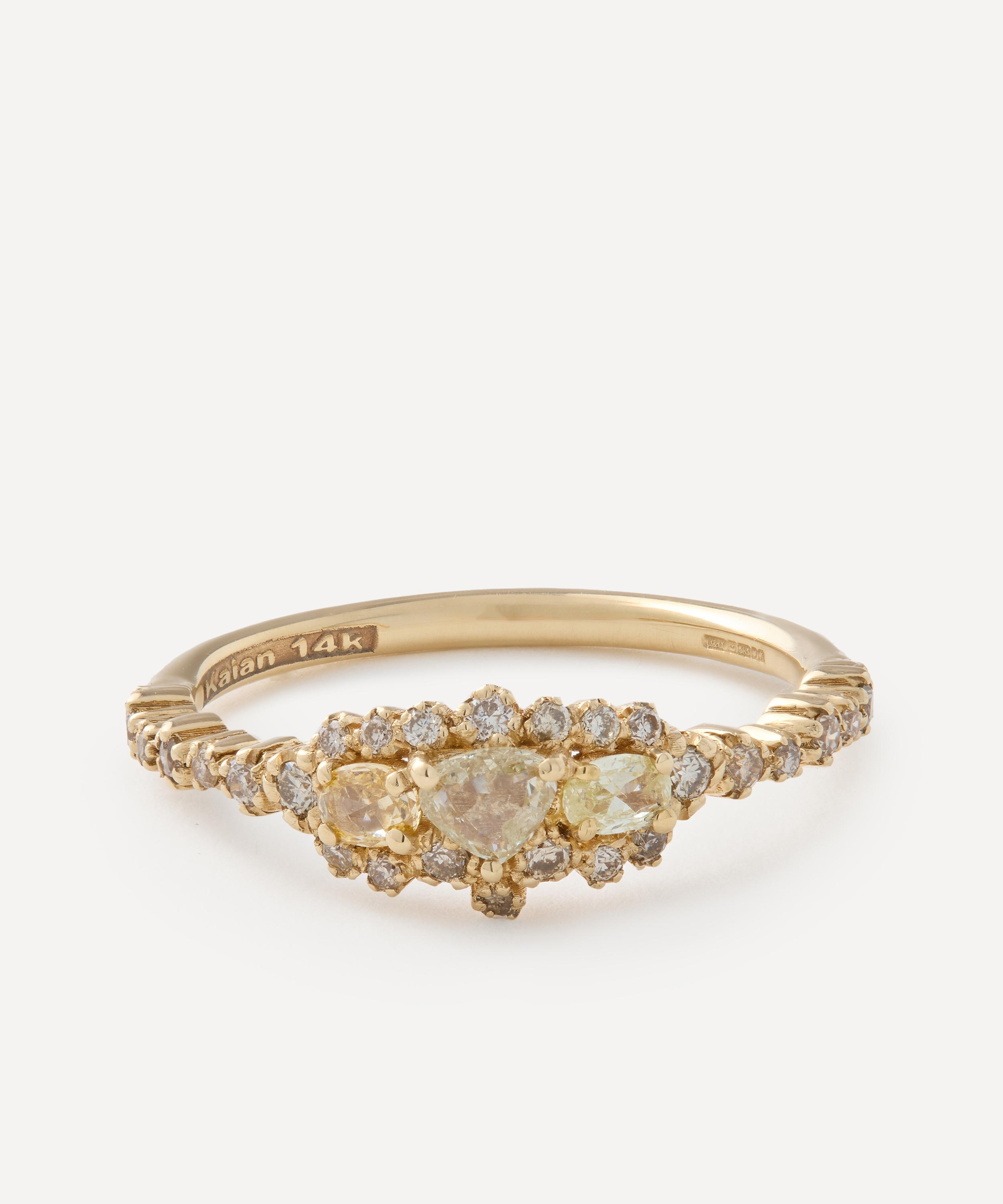 Suzanne Kalan 14ct Gold One-of-a-kind Triple Yellow Diamond Ring