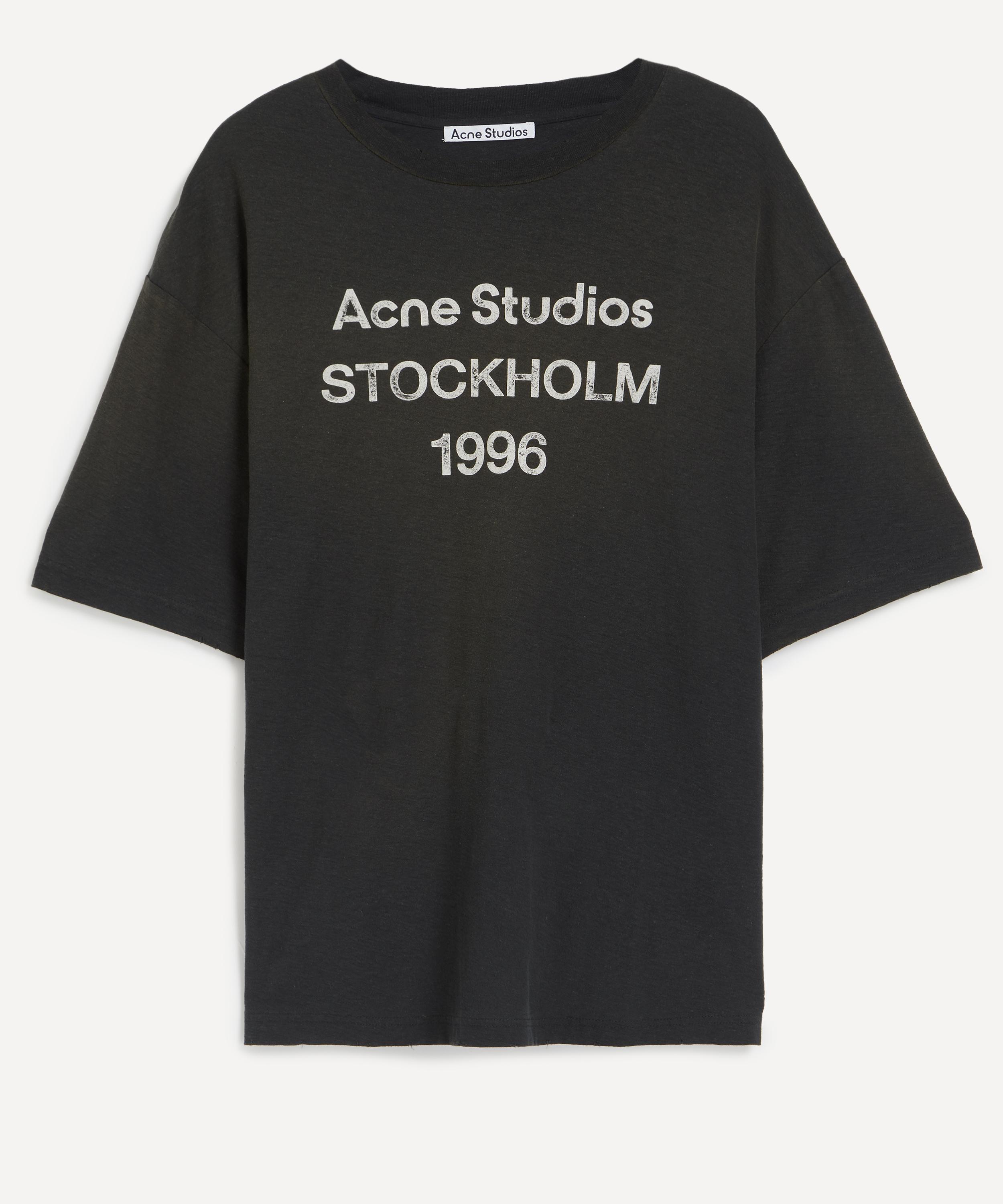 Acne Studios Men Crew Neck T-shirt With Print In Black