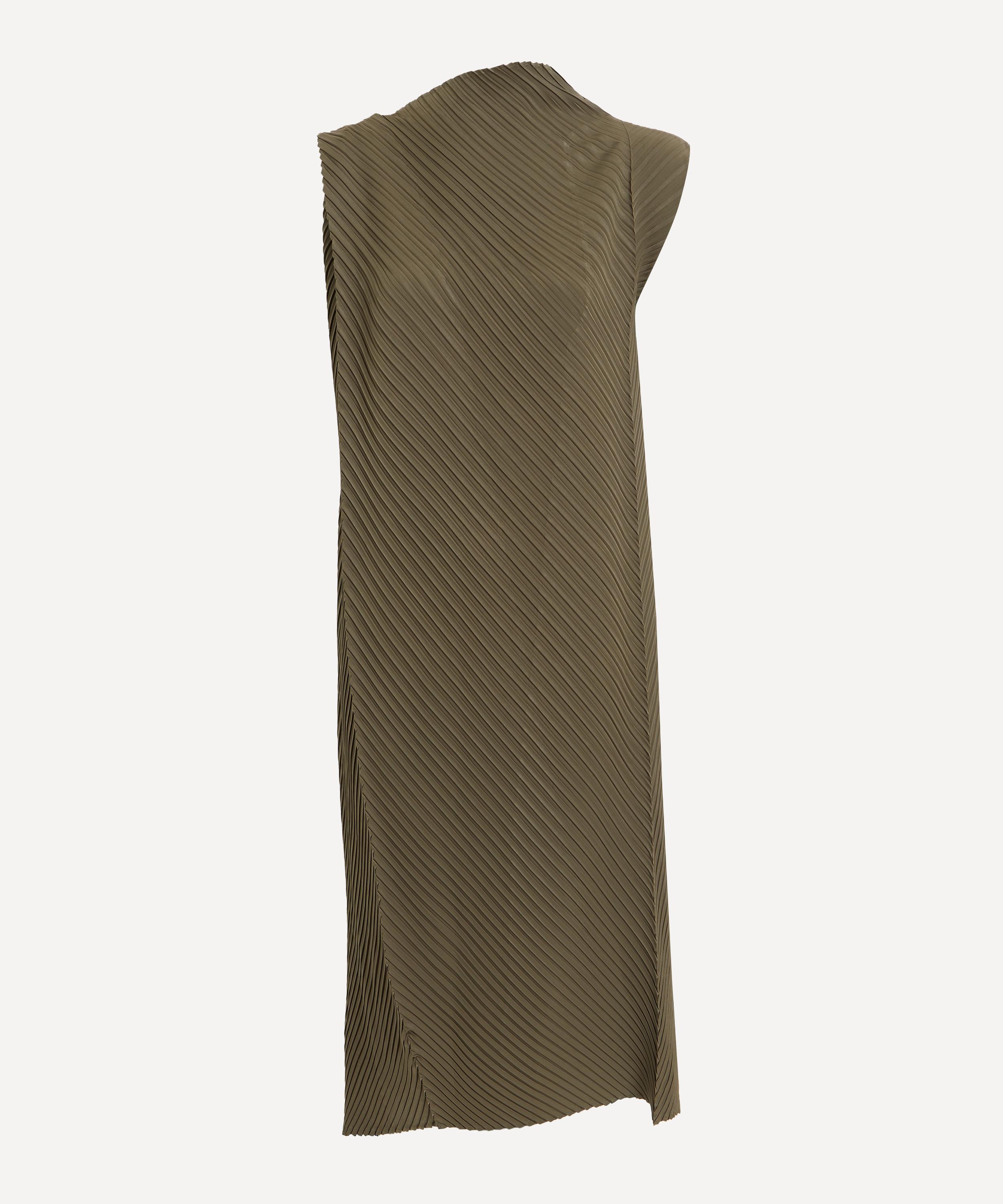 Issey Miyake Soft Fold Pleats Midi Dress In Green