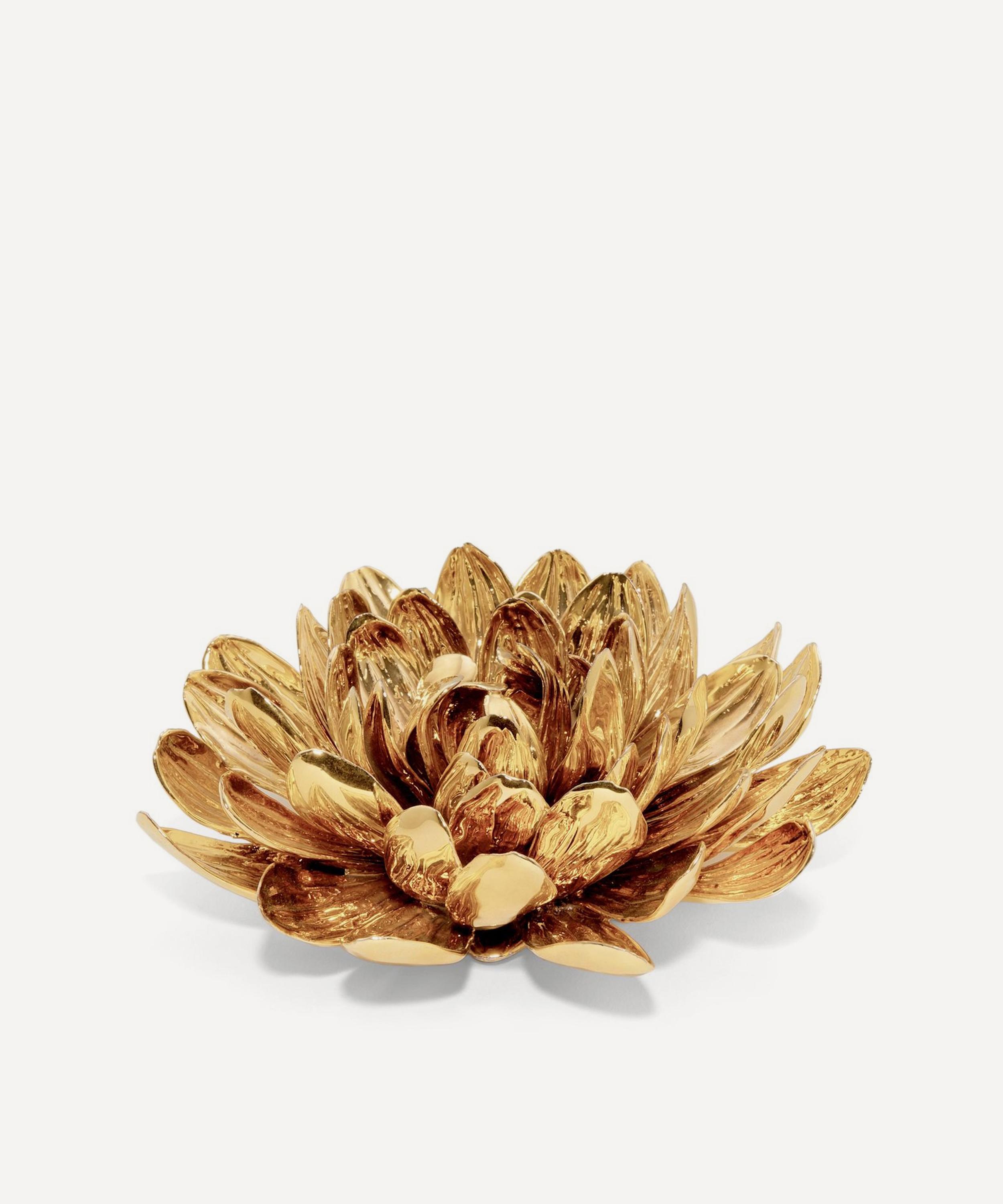 Aerin Dahlia Porcelain Gilded Flower In Brown