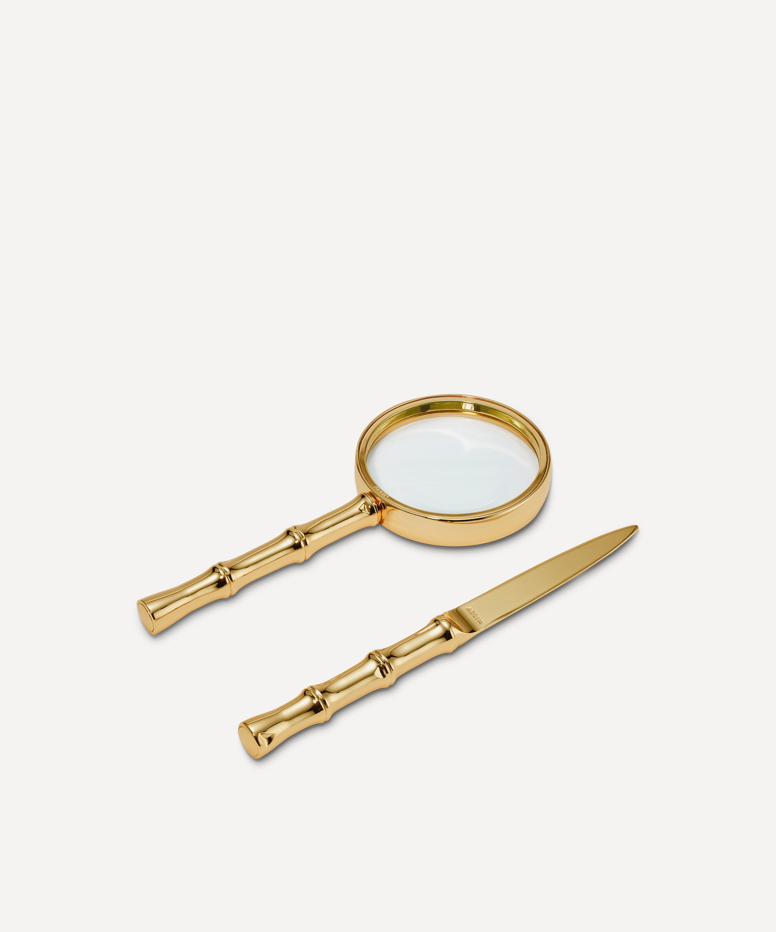 Aerin Ava Bamboo Magnifying Glass And Letter Opener In Gold