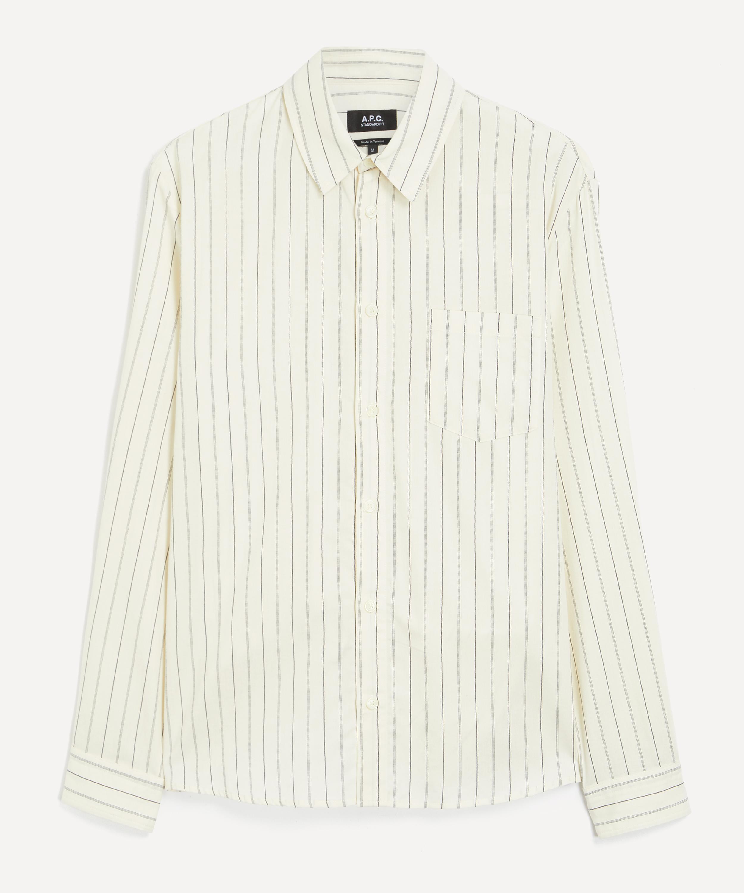 Apc A.p.c. Mens Clement Ecru Stripe Shirt In Neutral