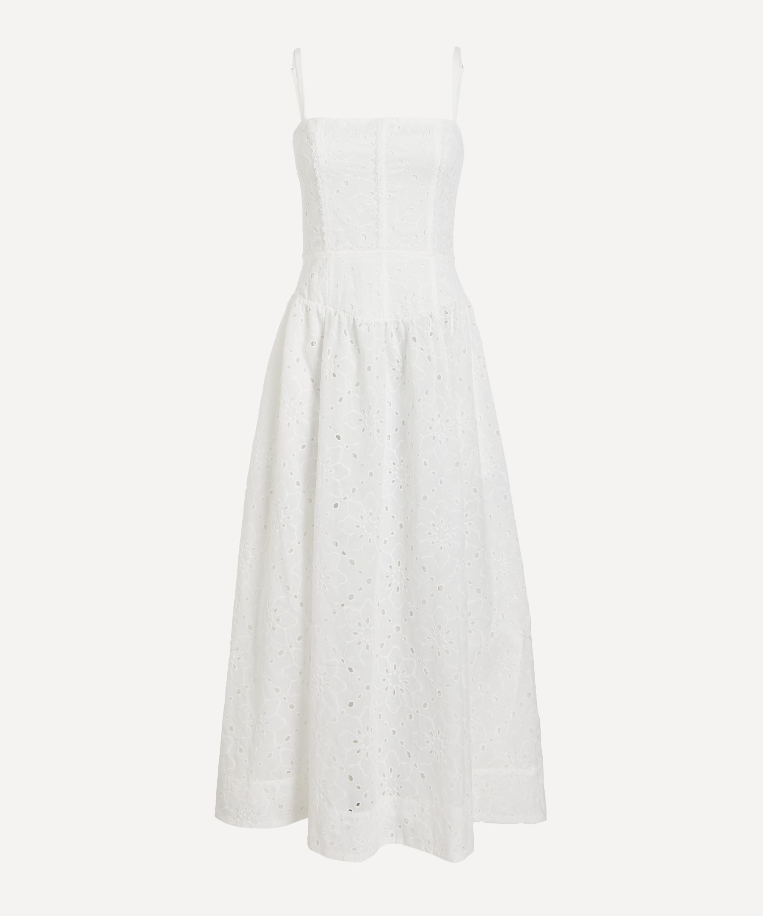 Reformation Katarin Broderie Anglaise Woven Midi Dress In White