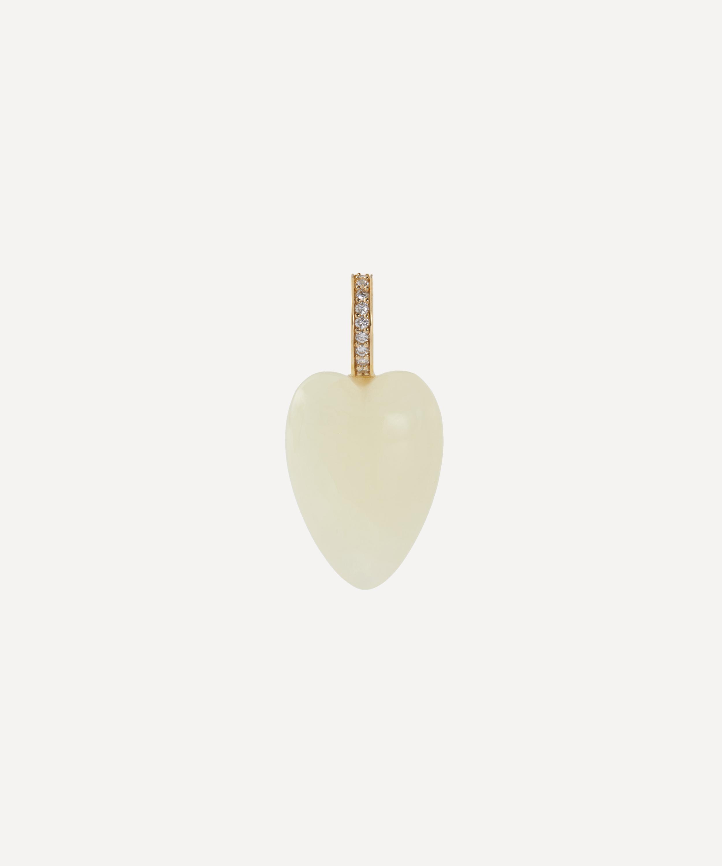 By Pariah 14ct Gold Heartstone Jade And Diamond Pendant