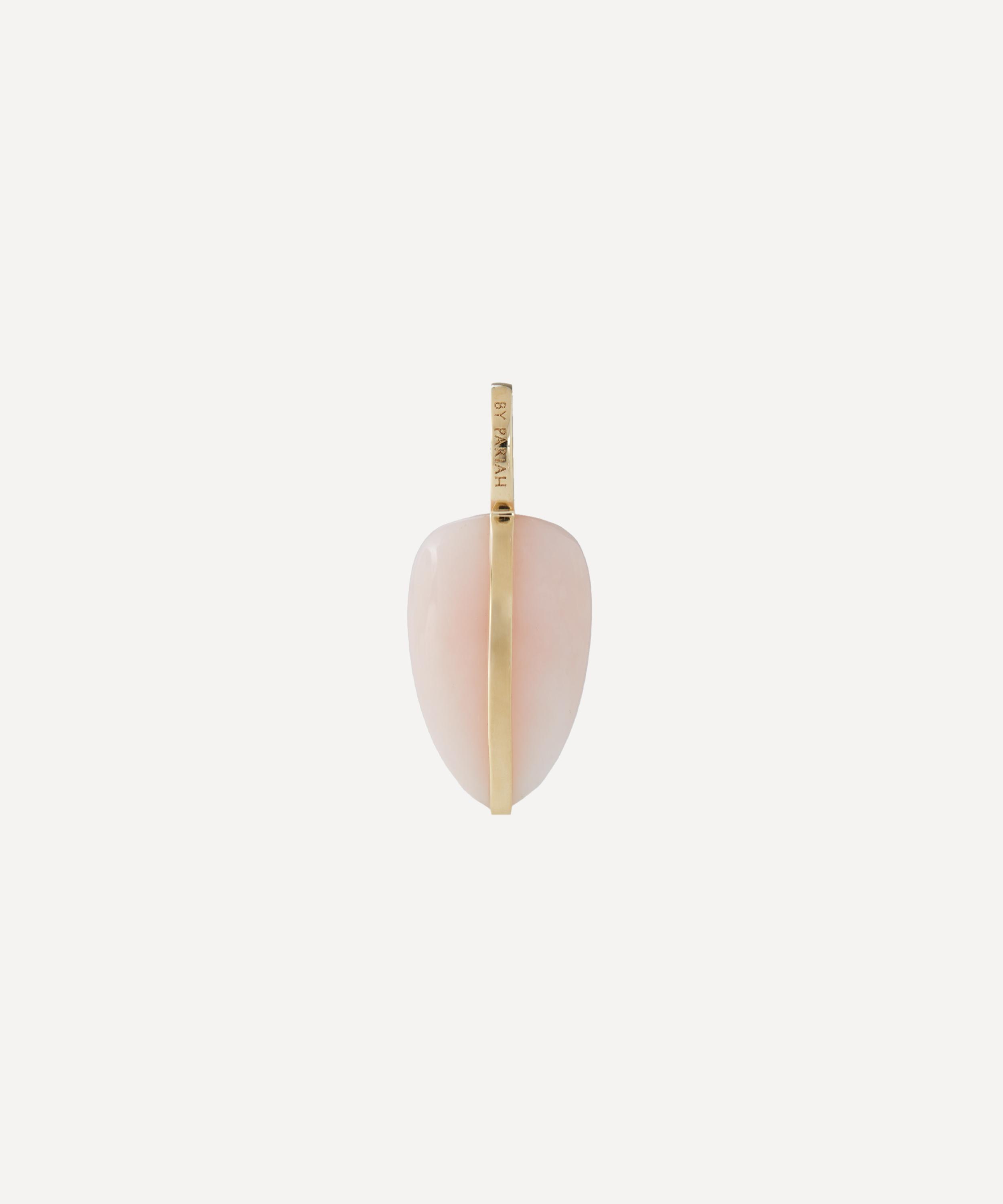 By Pariah 14ct Gold Small Pink Opal Pebble Pendant In Pink
