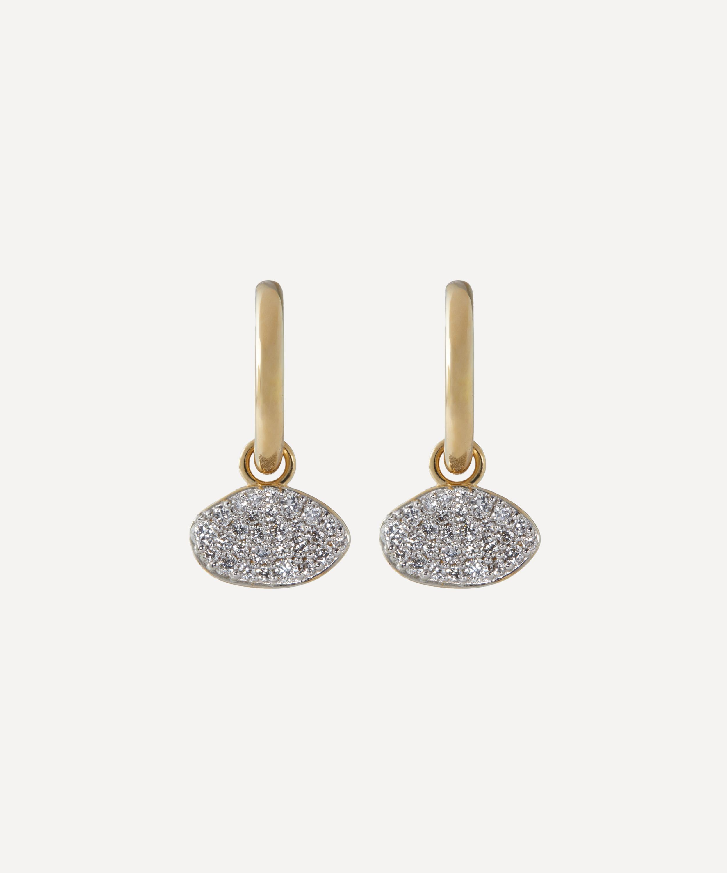 By Pariah 14ct Gold Diamond Cluster Drop Hoop Earrings In Gold