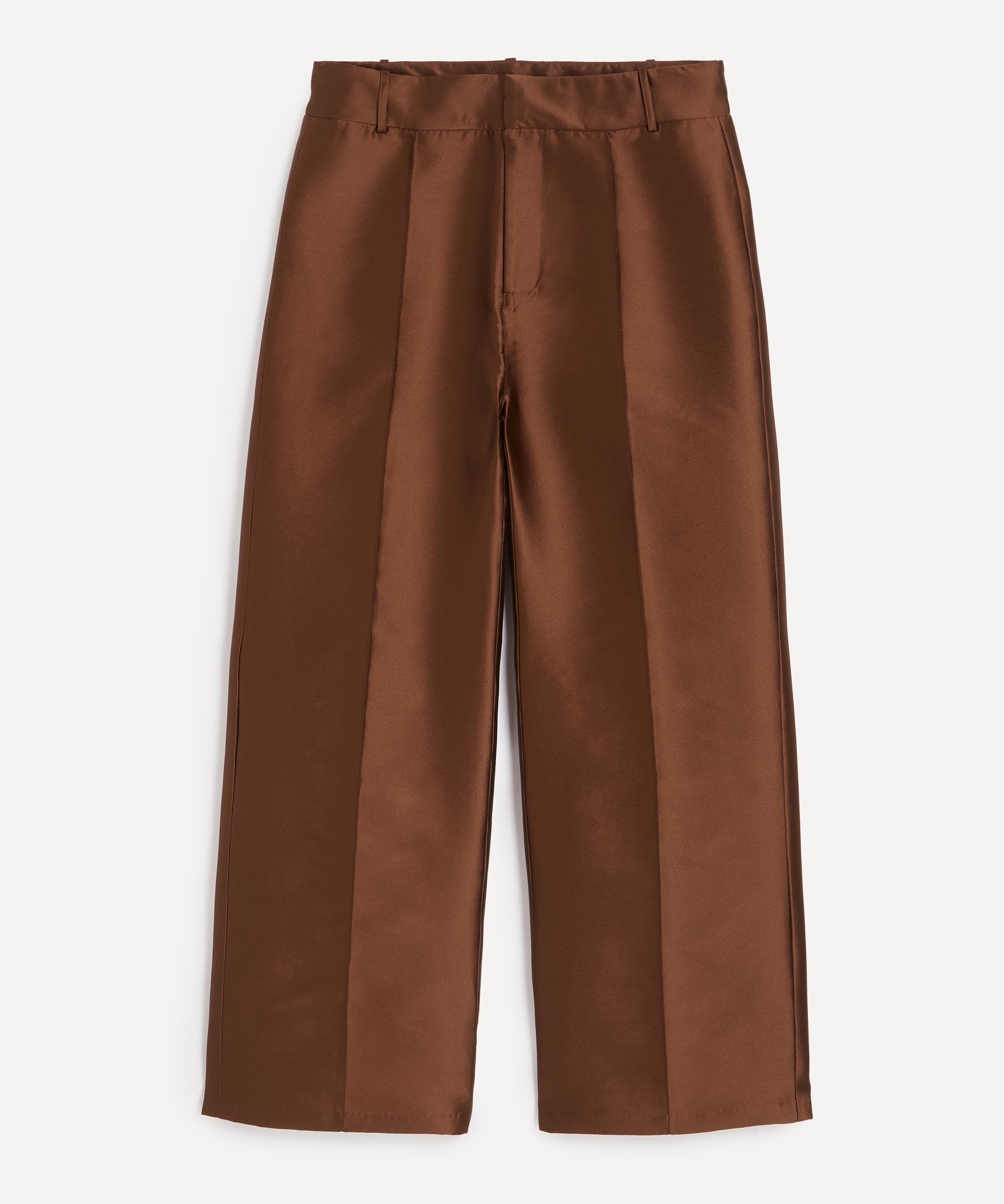 D'estree Destree Women's Yoshitomo Cappuccino Silk-blend Trousers In Brown