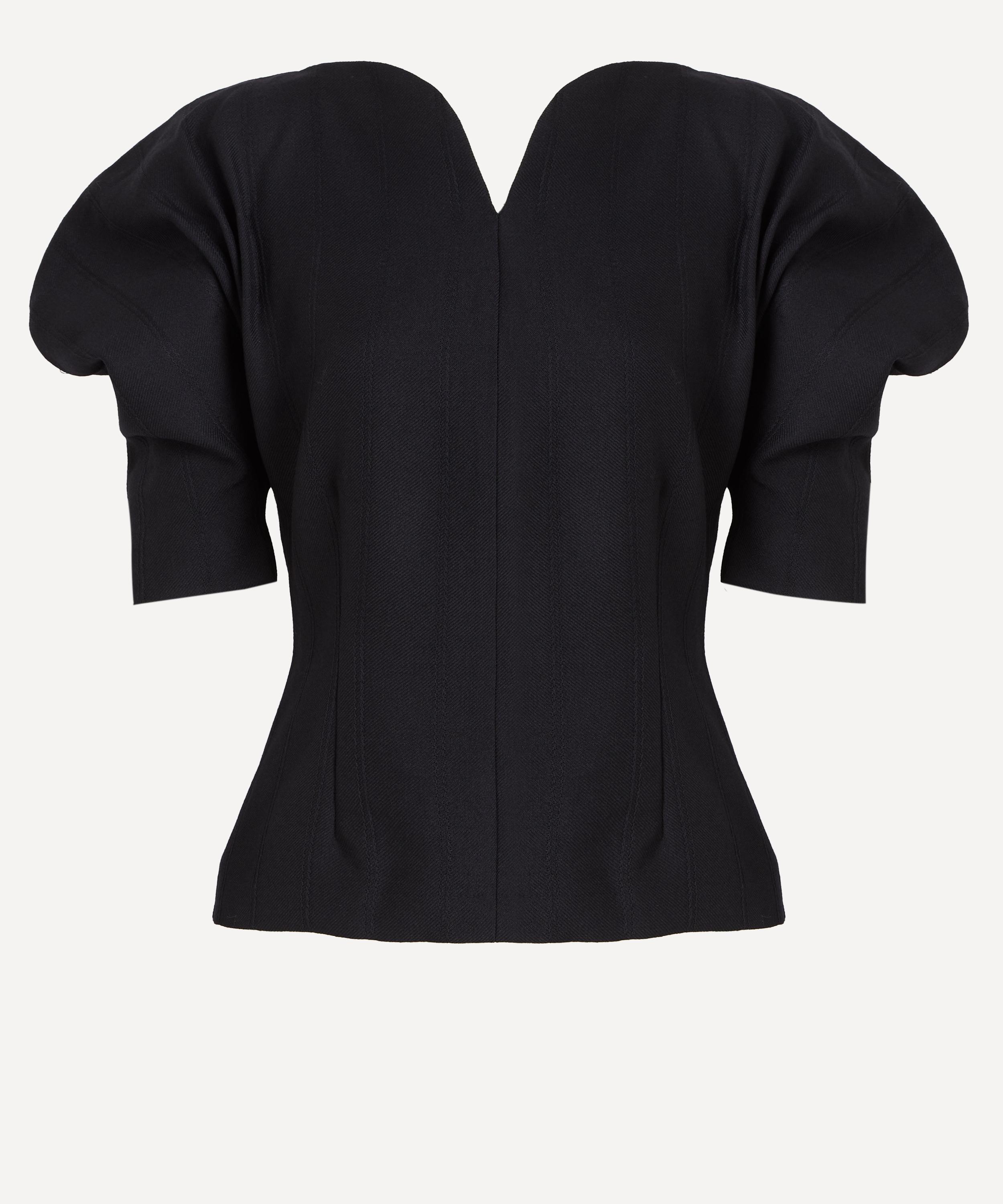 D'estree Destree Women's Janet Black Crepe Puff-sleeve Top In Black