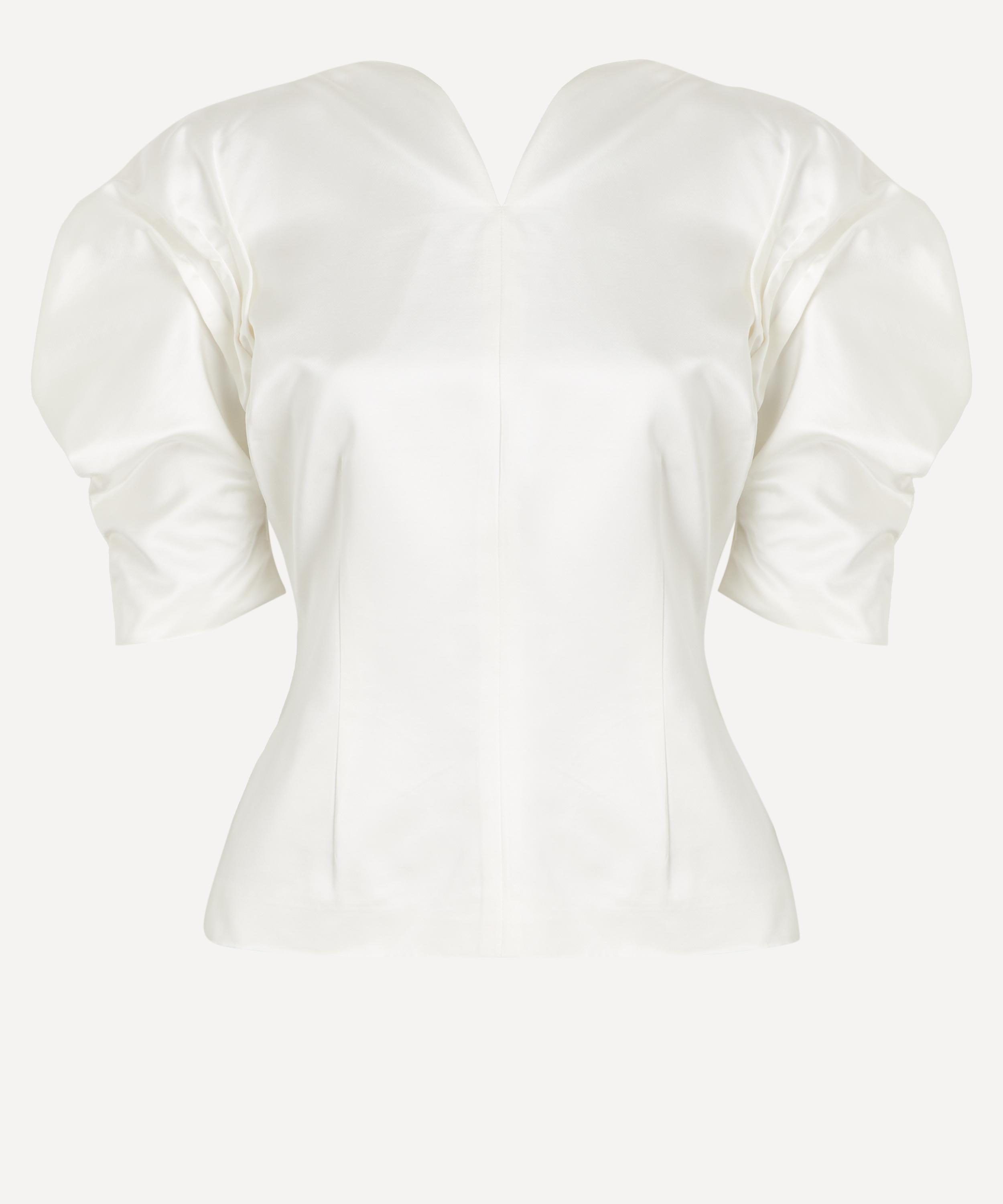 D'estree Destree Women's Janet Ecru Puff-sleeve Top In White