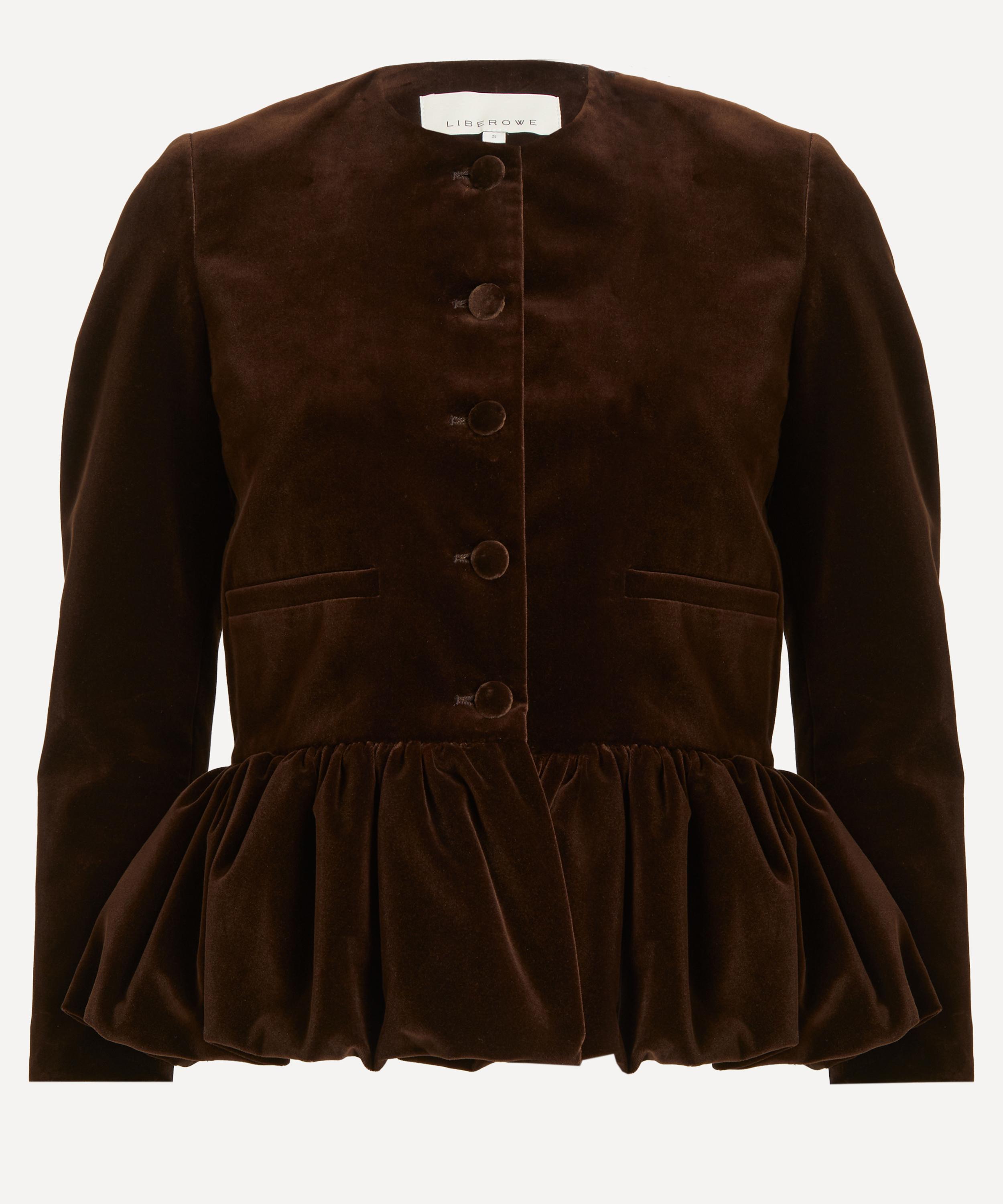 Liberowe Women's Chocolate Velvet Peplum Jacket In Burgundy