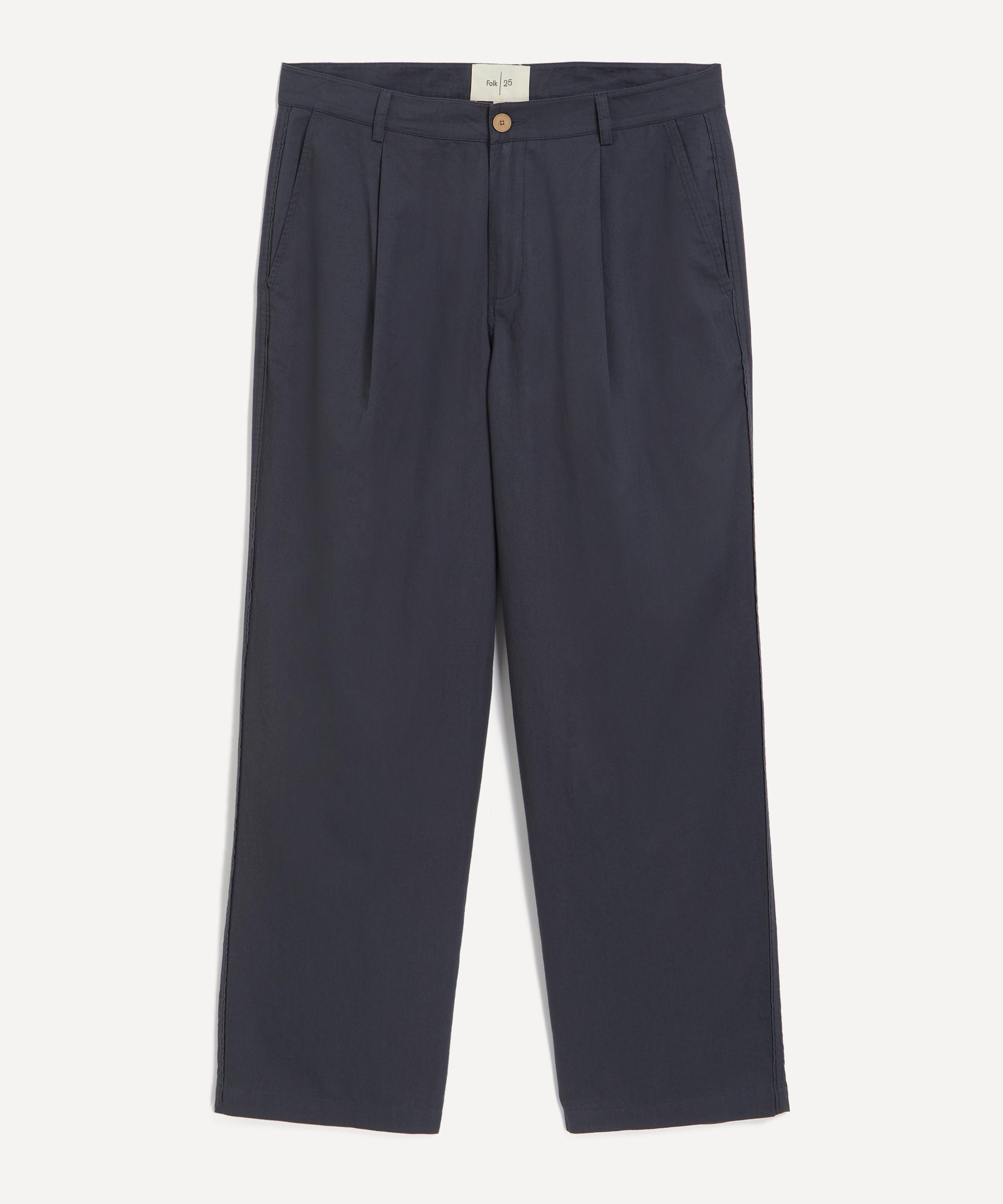 Folk Mens Cotton Drawcord Loose Trousers In Black