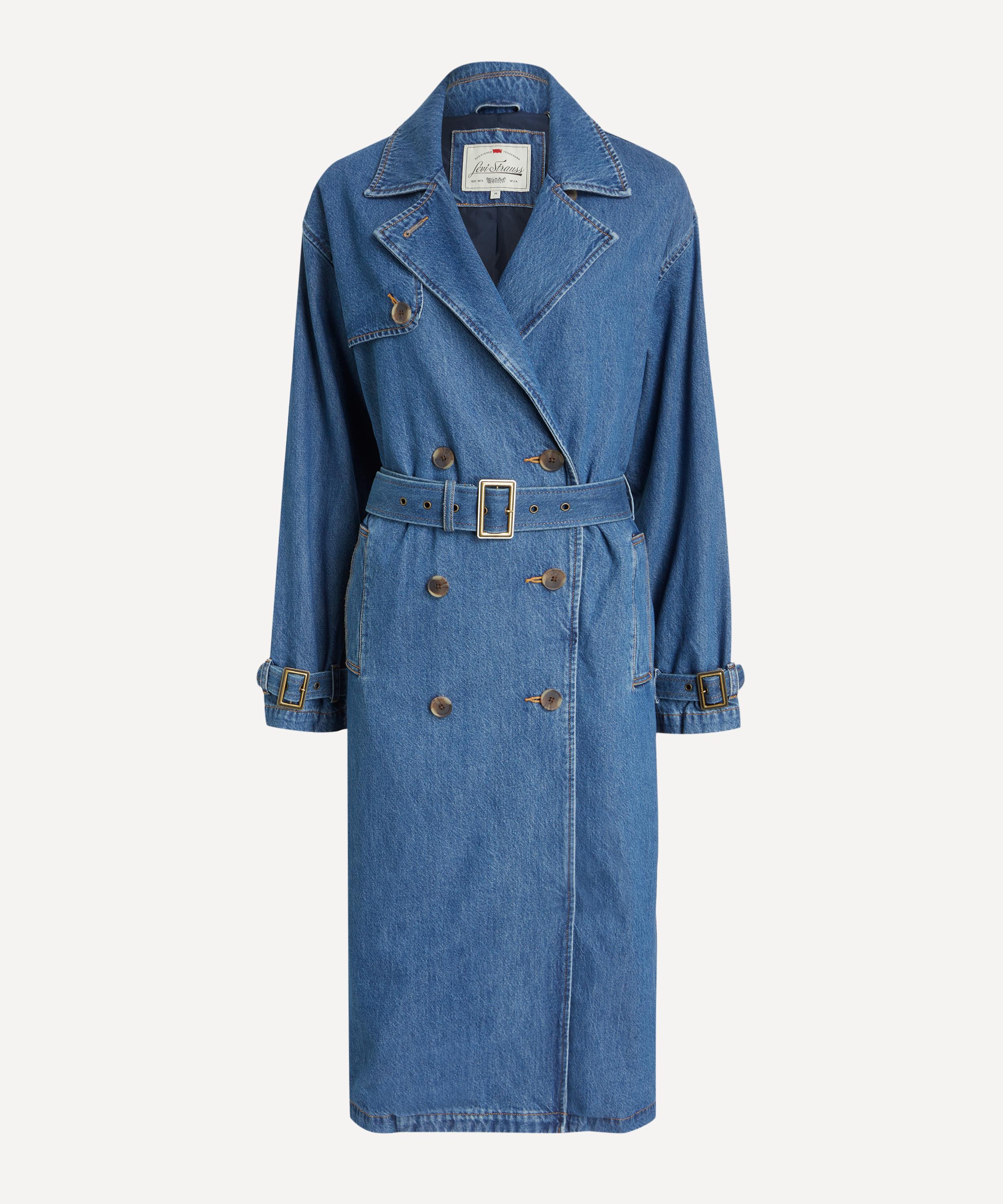 Levi's Womens Lets Get Lost Again Spade Belted Denim Trench Coat Xs In Blue