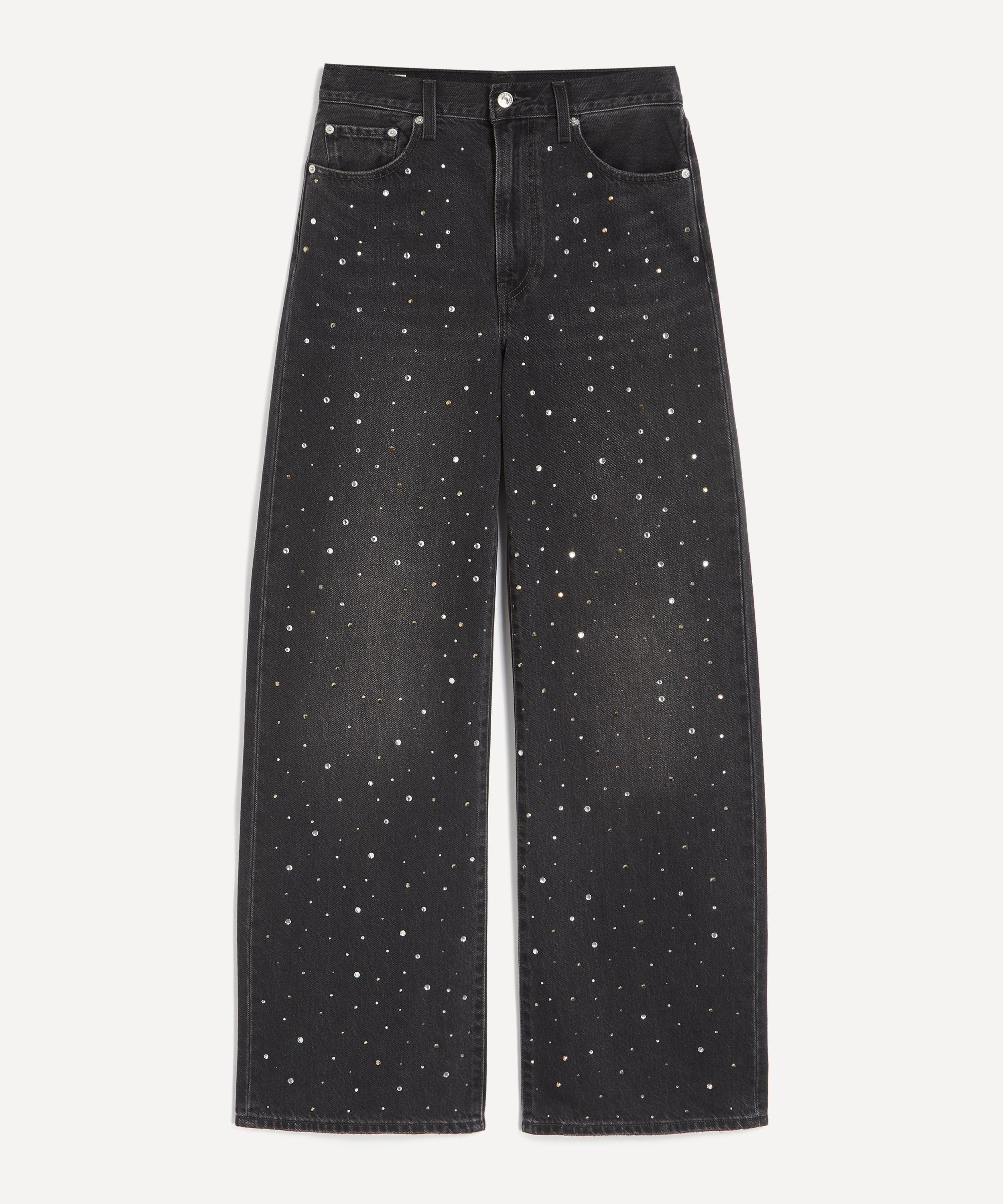 Levi's Ribcage Crystal-embellished Jeans In Black