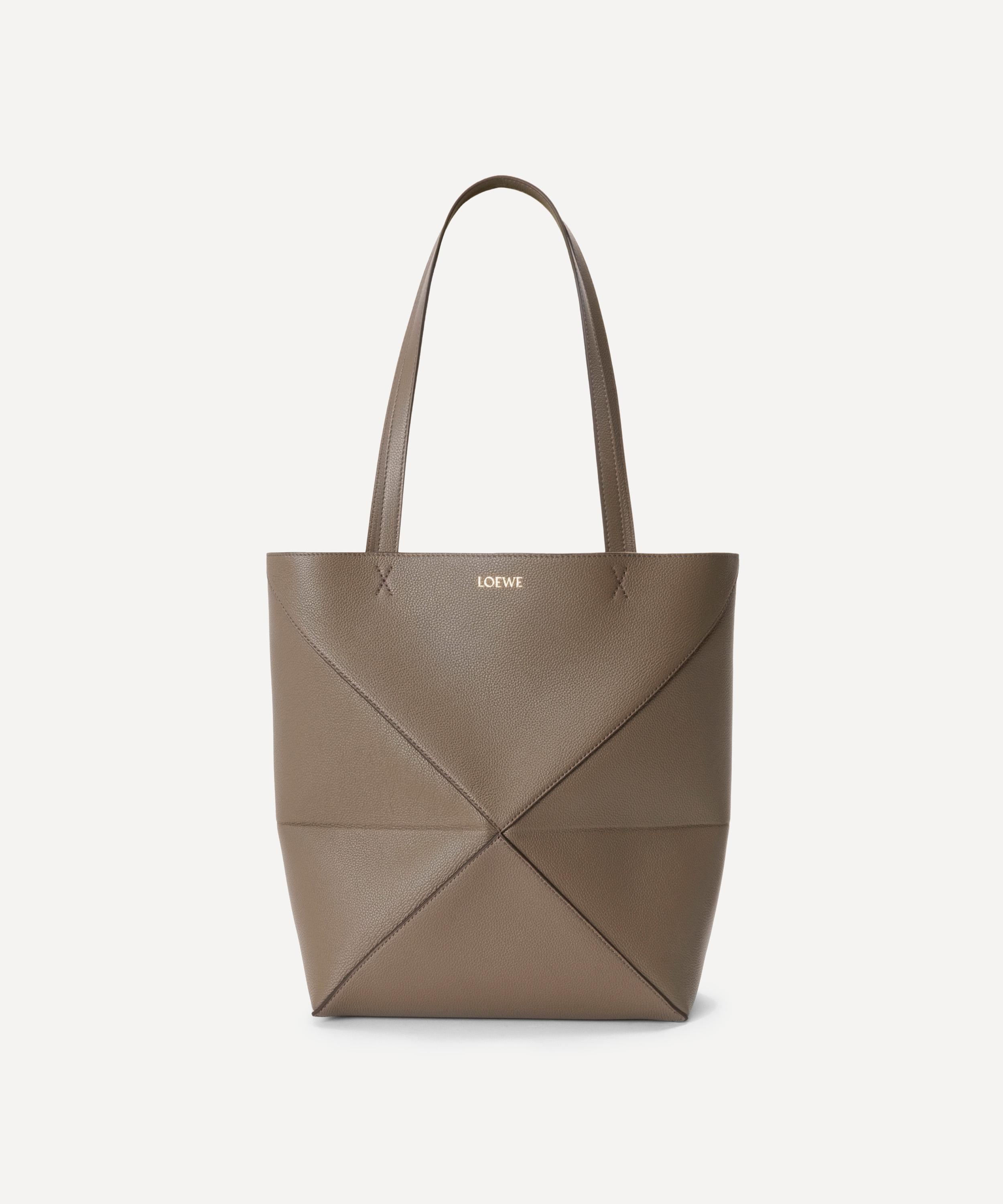 Loewe Medium Leather Puzzle Fold Tote Bag In Brown