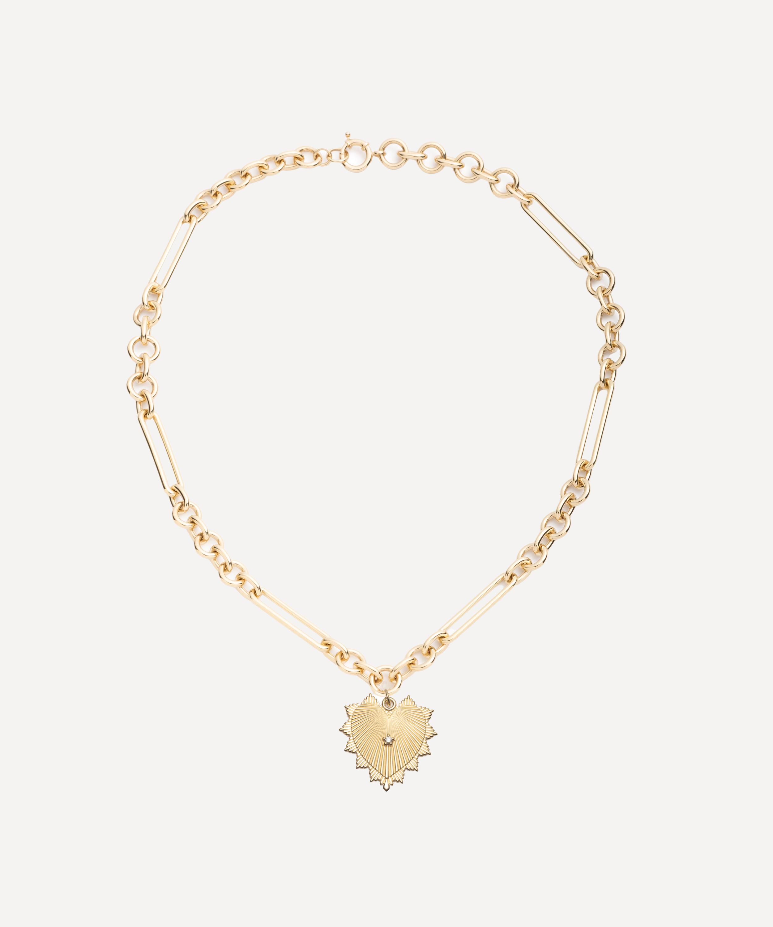 Foundrae 18ct Gold Heart Love Token Mixed Clip Chain Pendant Necklace