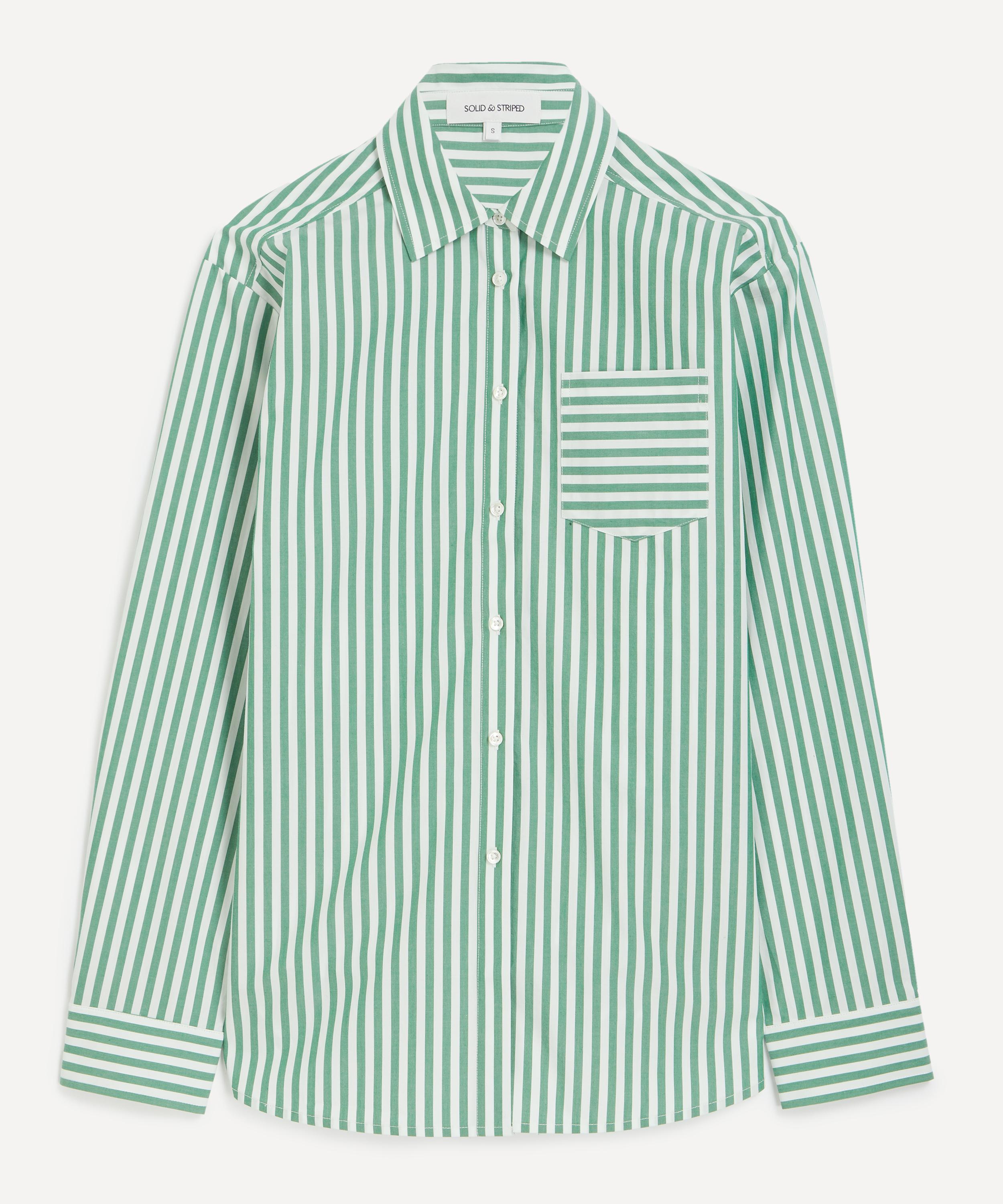 Solid & Striped The Avril Stripe Cotton Button-up Shirt In Green