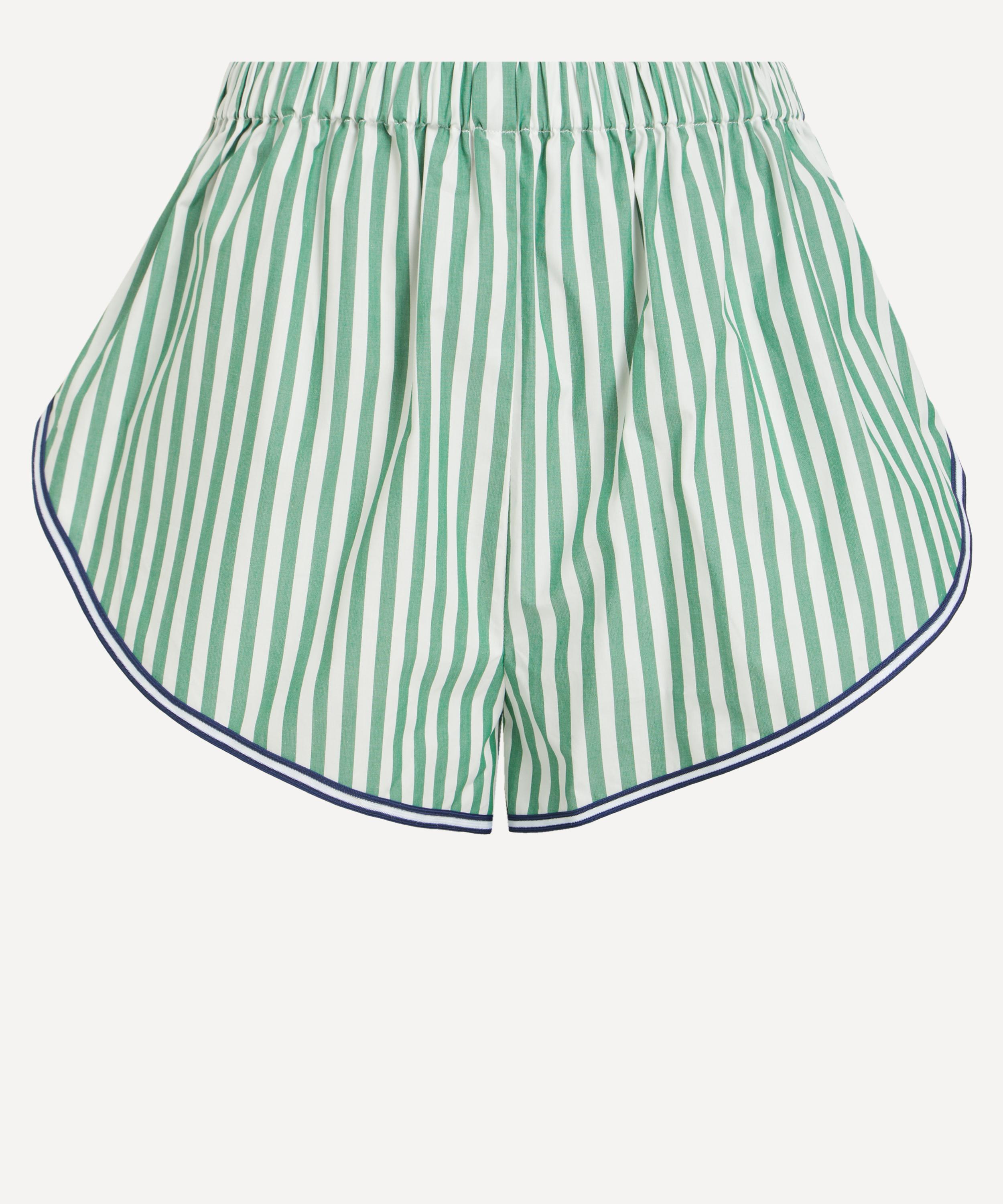Solid & Striped Women's Green-white Stripe Lester Shorts In Green