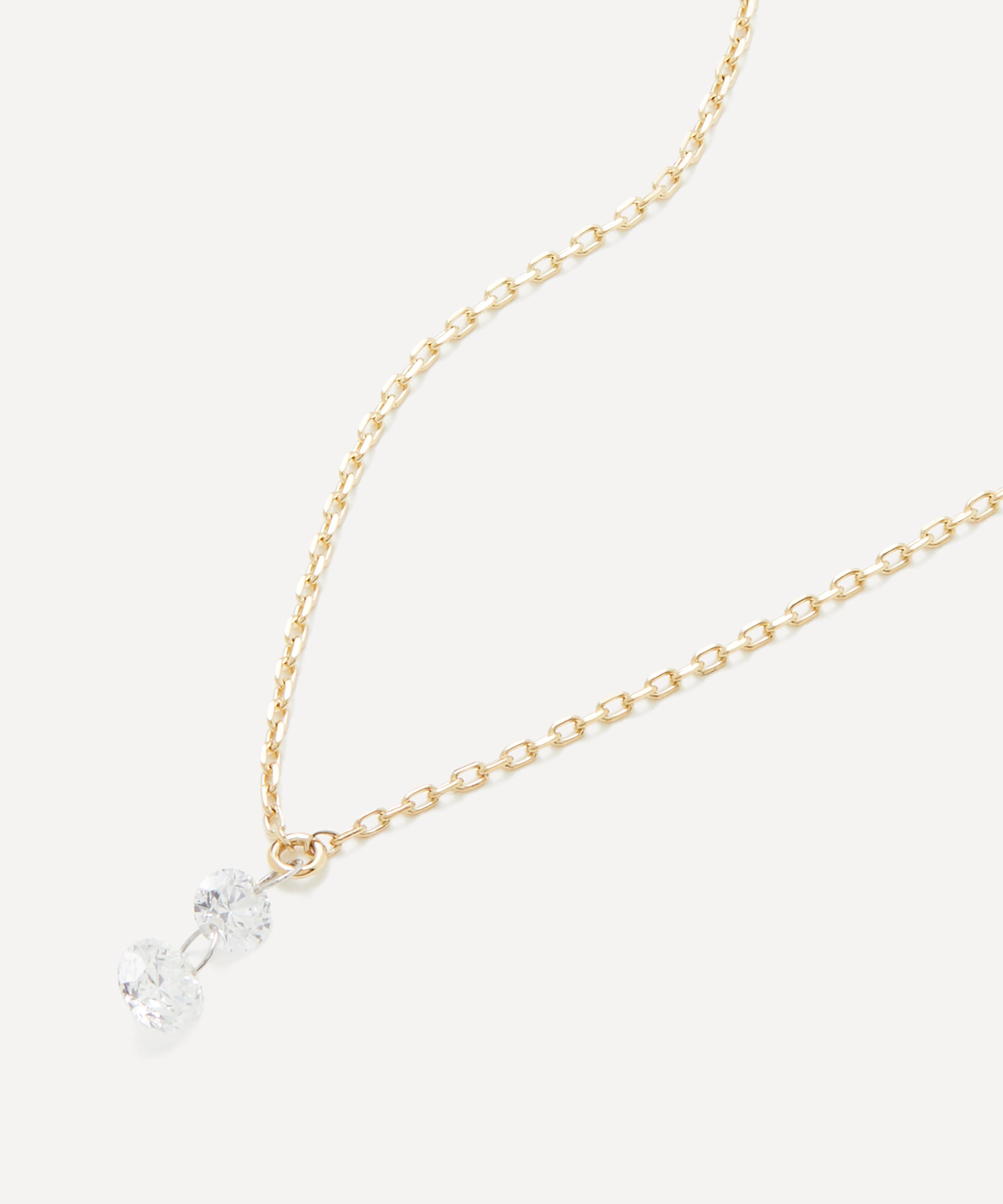 Mizuki 14ct Gold Pierced Kissing Diamond Necklace In Gold