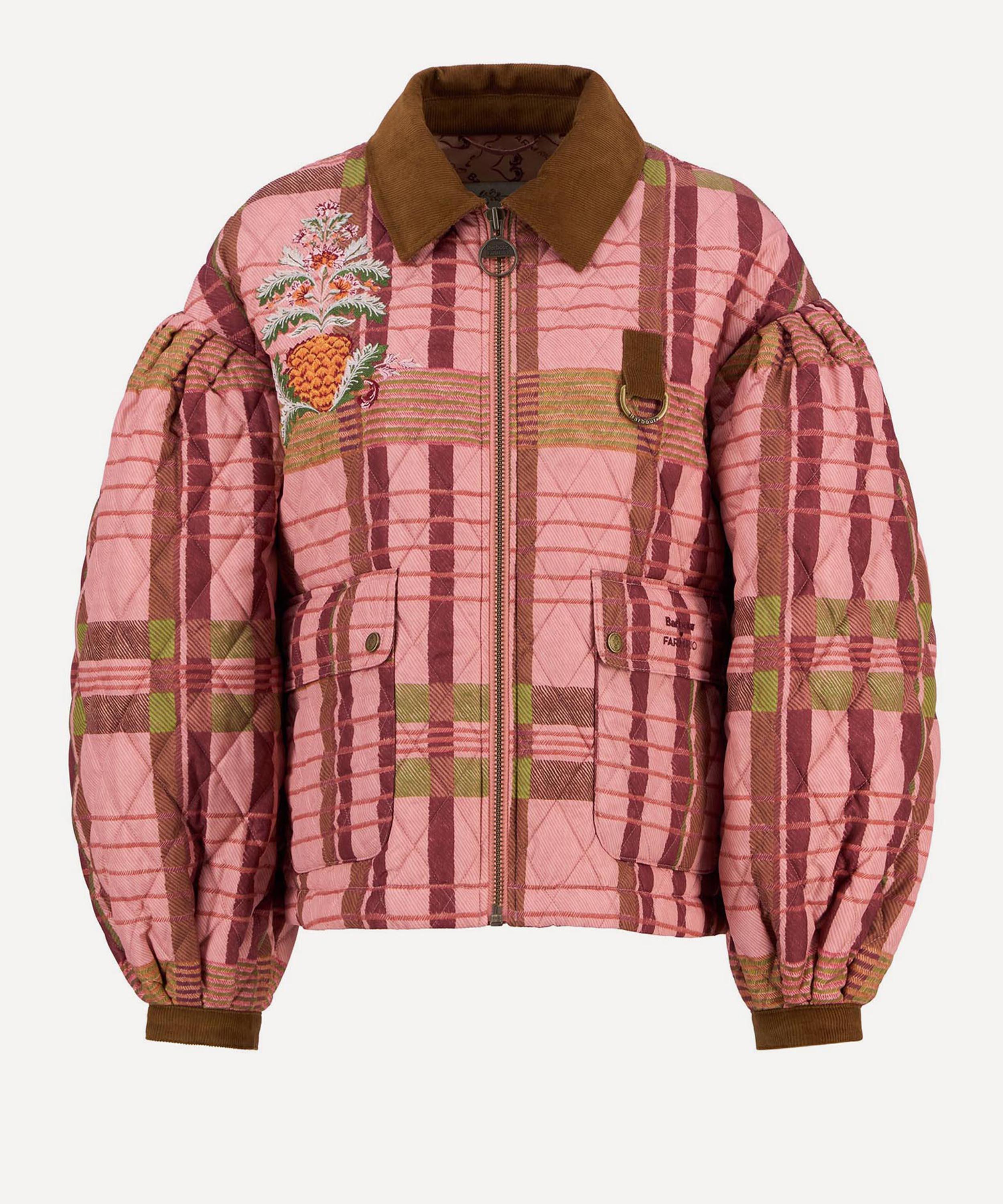 Barbour X Farm Rio Ana Clara Balloon-sleeves Quilted Jacket In Animal Print