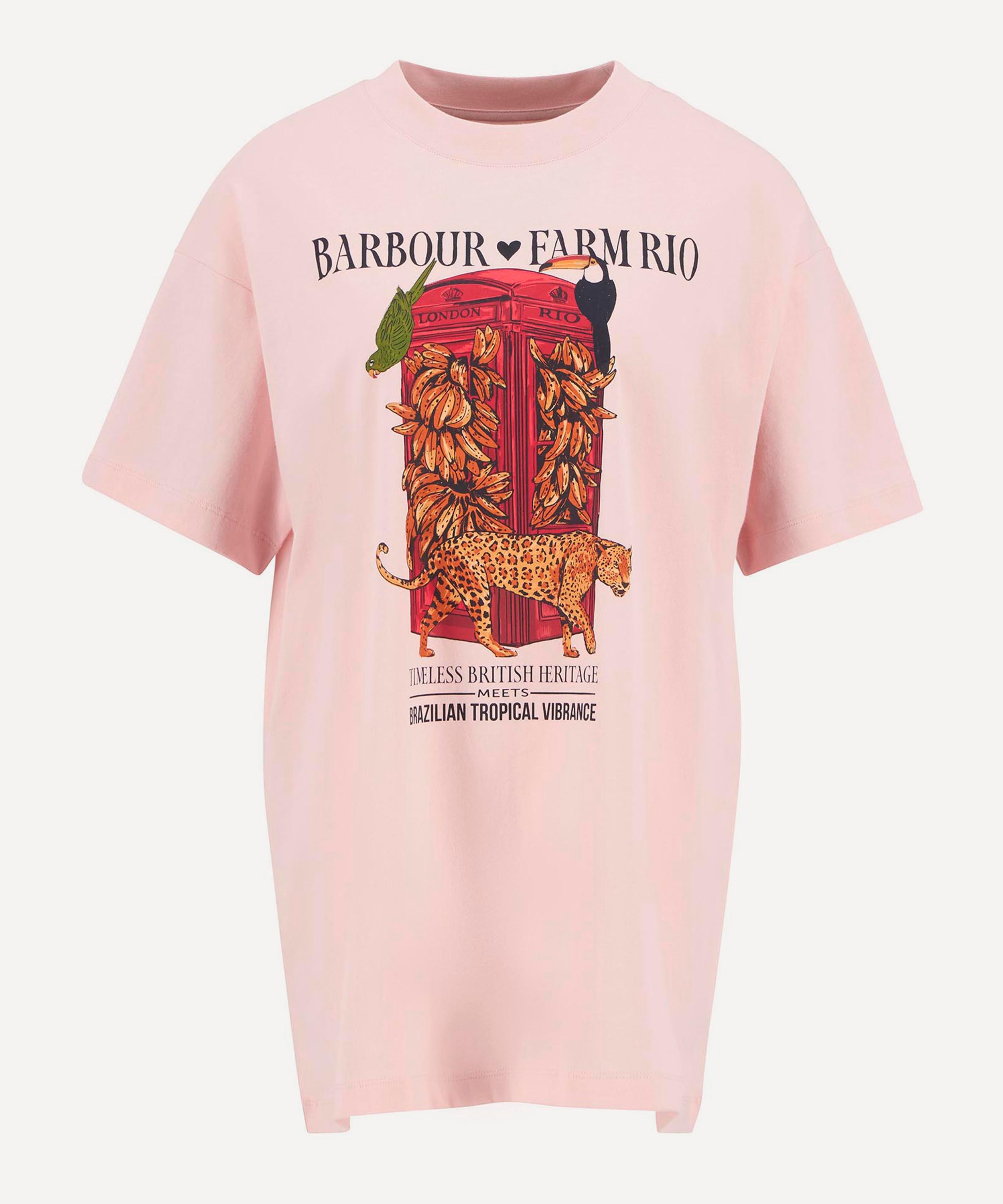 Barbour X Farm Rio Maria Clara Graphic T-shirt In Animal Print
